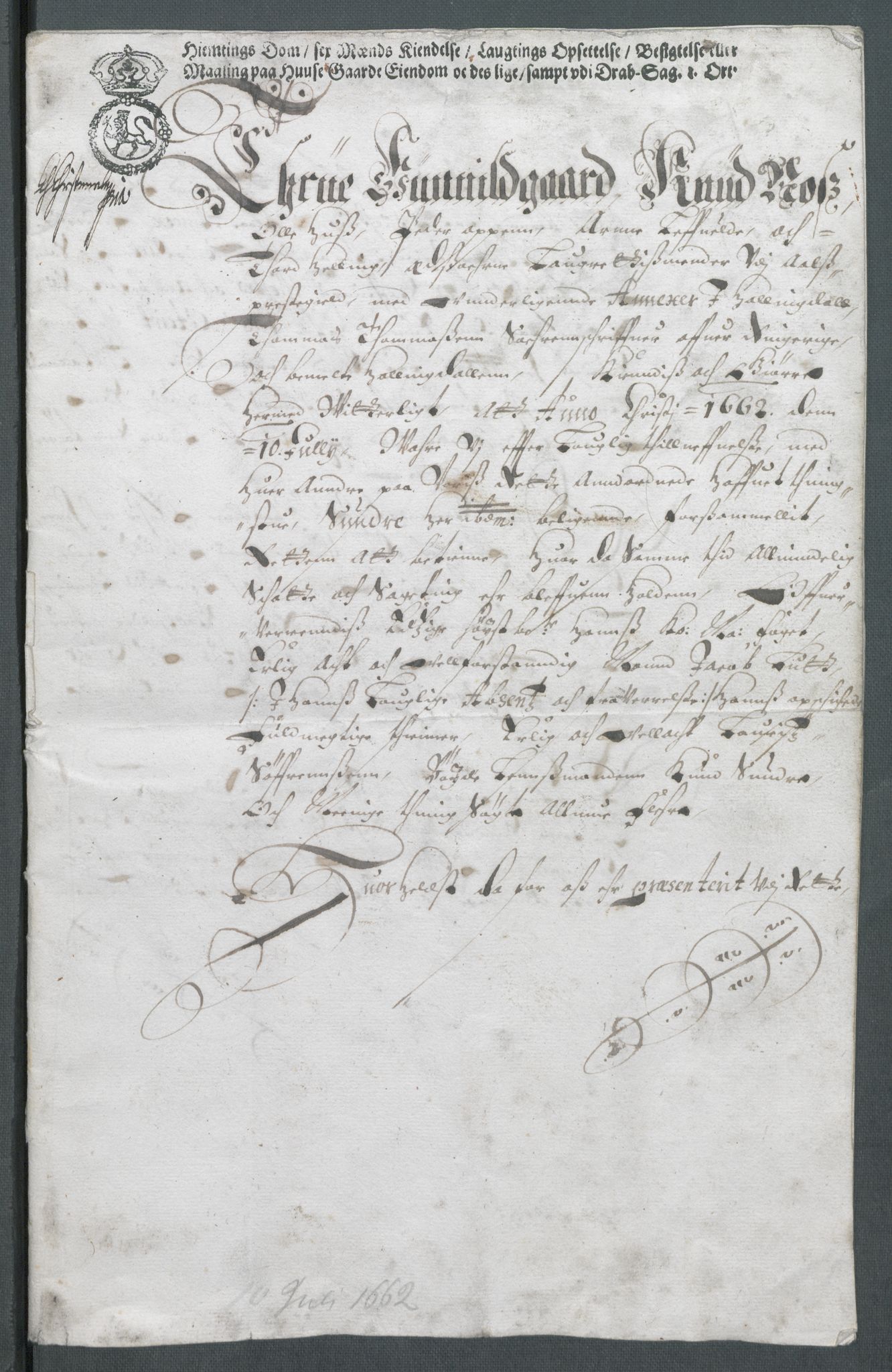 Riksarkivets diplomsamling, AV/RA-EA-5965/F02/L0169: Dokumenter, 1661-1663, p. 117