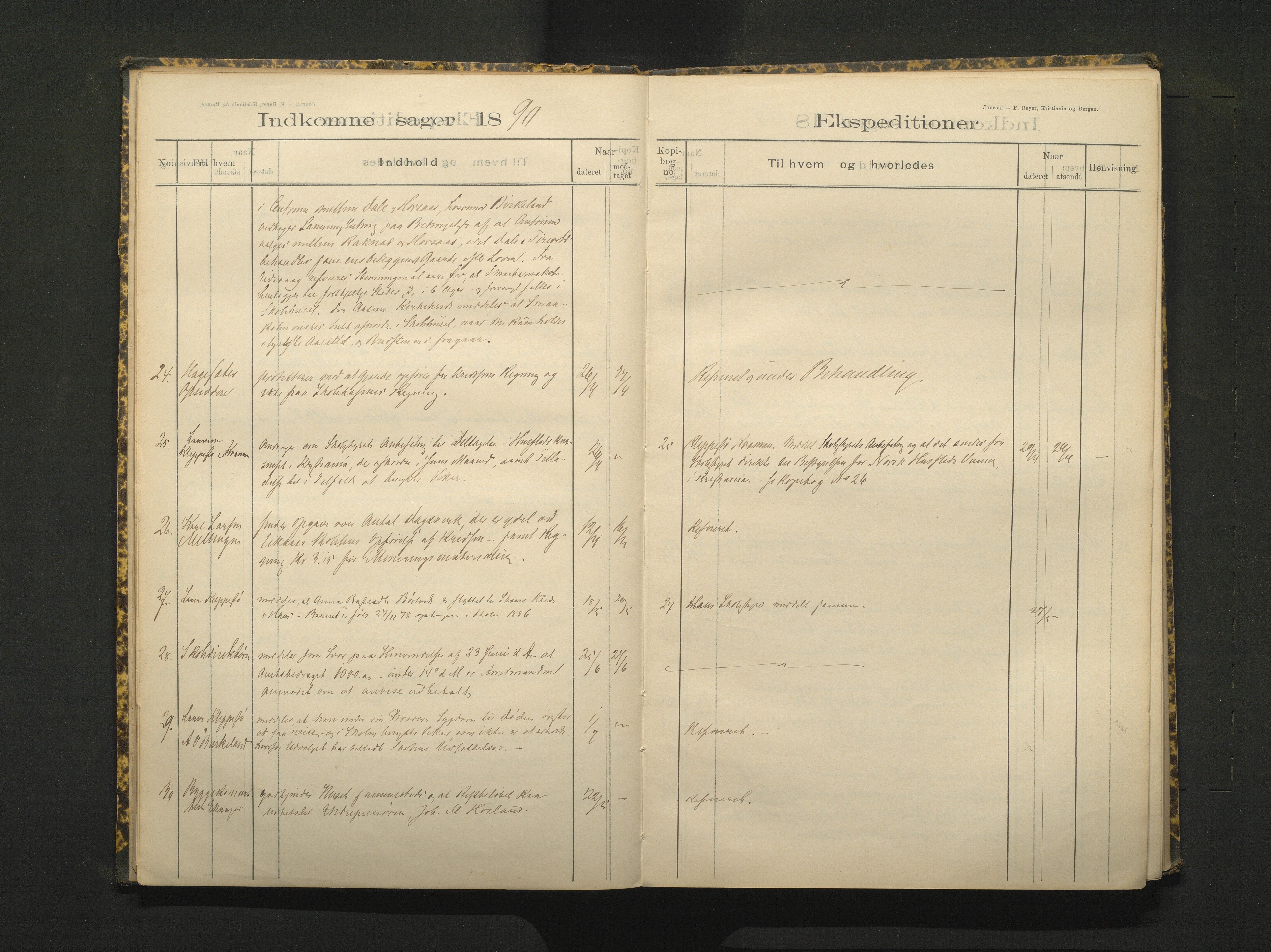 Hamre kommune. Skulestyret, IKAH/1254-211/C/Ca/L0002: Postjournal for Hamre skulestyre, 1890-1901