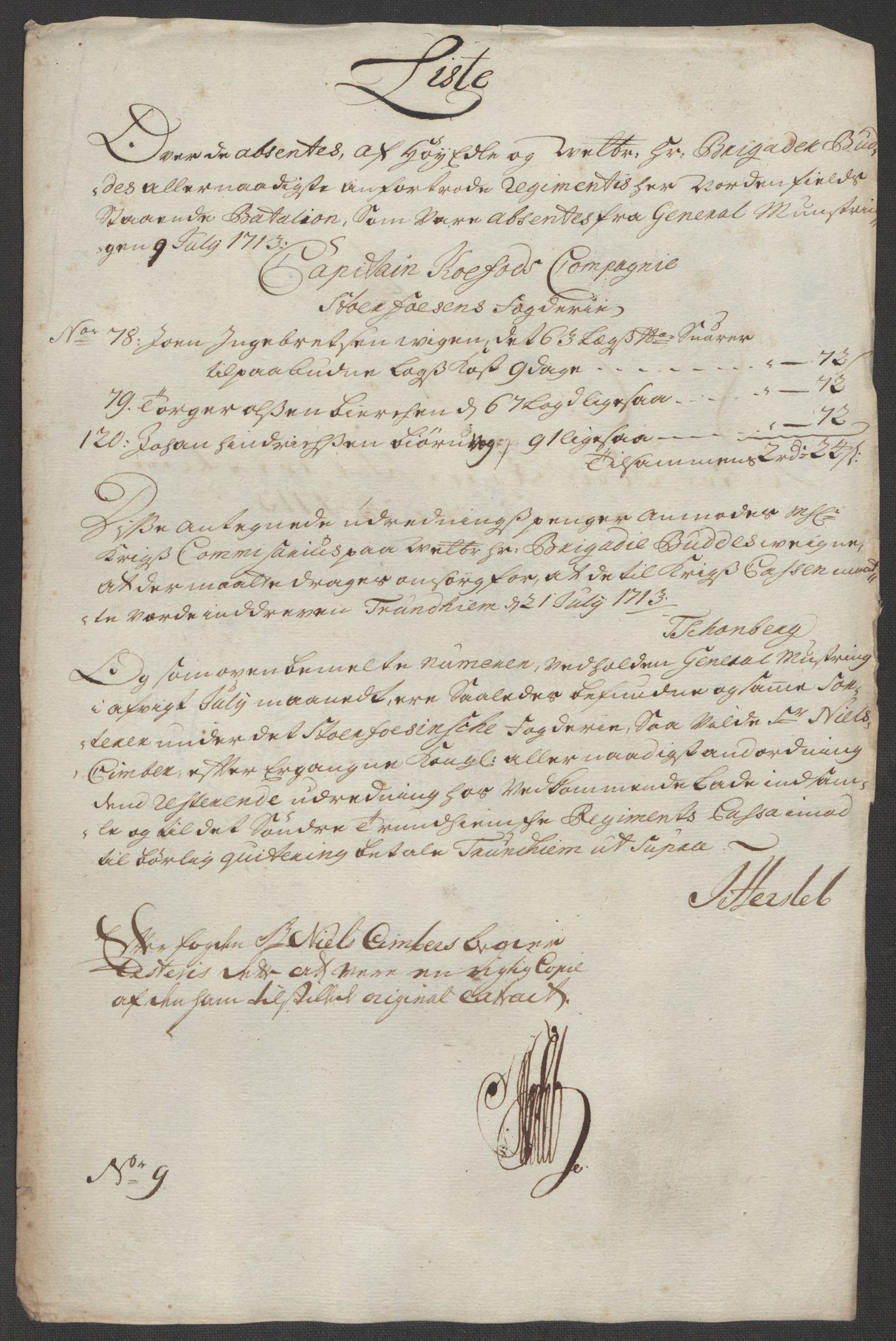 Rentekammeret inntil 1814, Reviderte regnskaper, Fogderegnskap, AV/RA-EA-4092/R57/L3861: Fogderegnskap Fosen, 1712-1713, p. 373