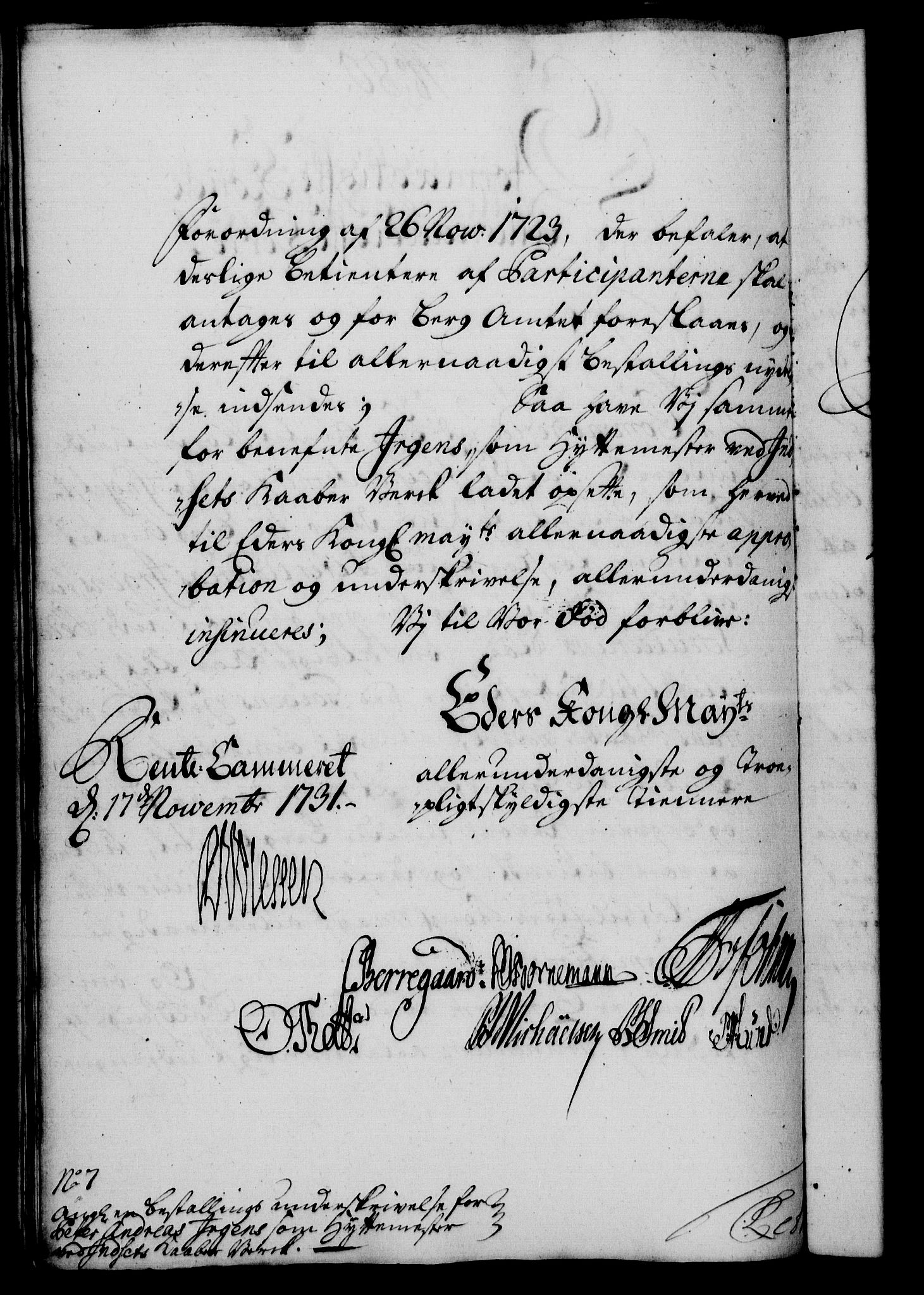 Rentekammeret, Kammerkanselliet, RA/EA-3111/G/Gf/Gfa/L0014: Norsk relasjons- og resolusjonsprotokoll (merket RK 52.14), 1731, p. 423