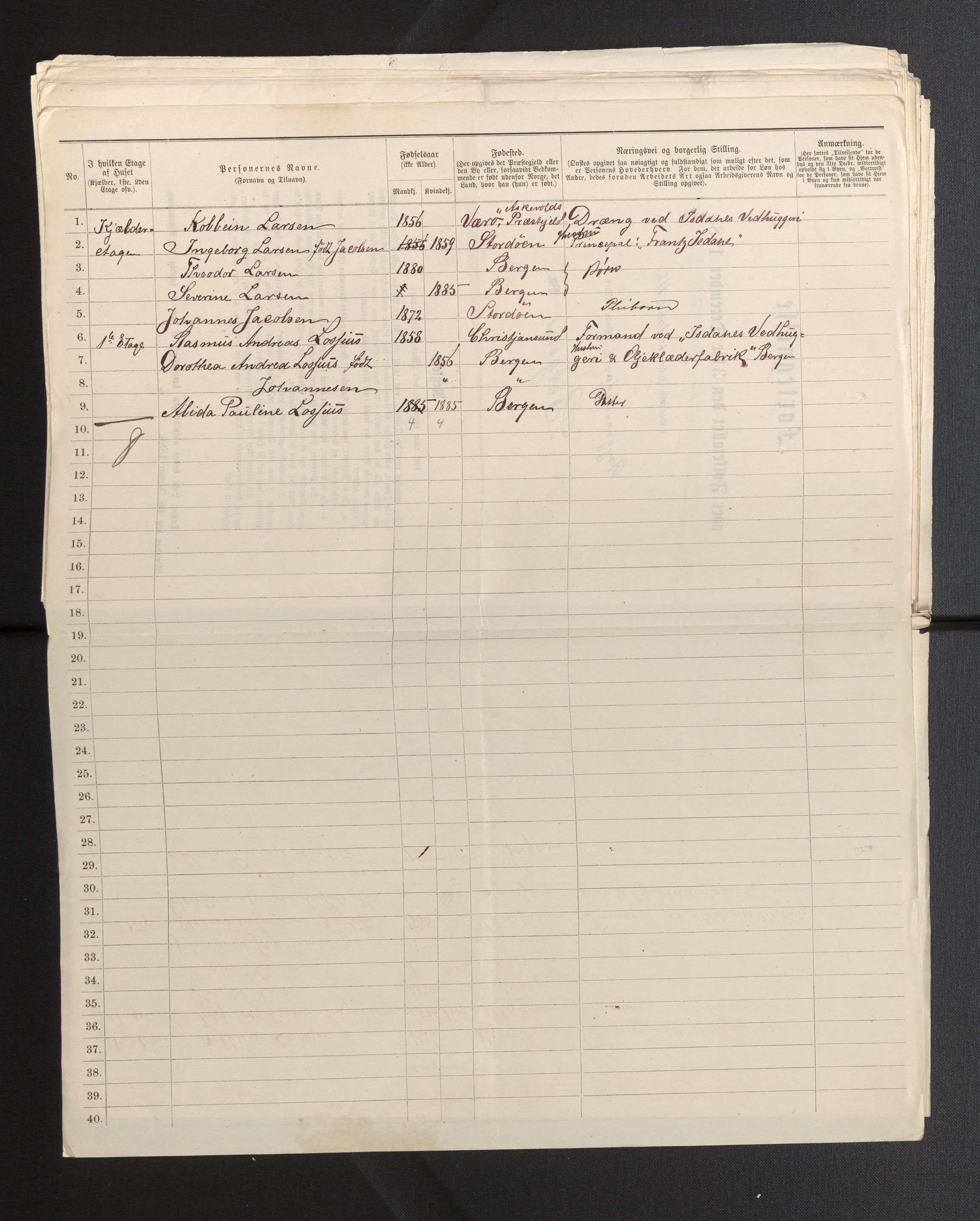 SAB, 1885 census for 1301 Bergen, 1885, p. 4551