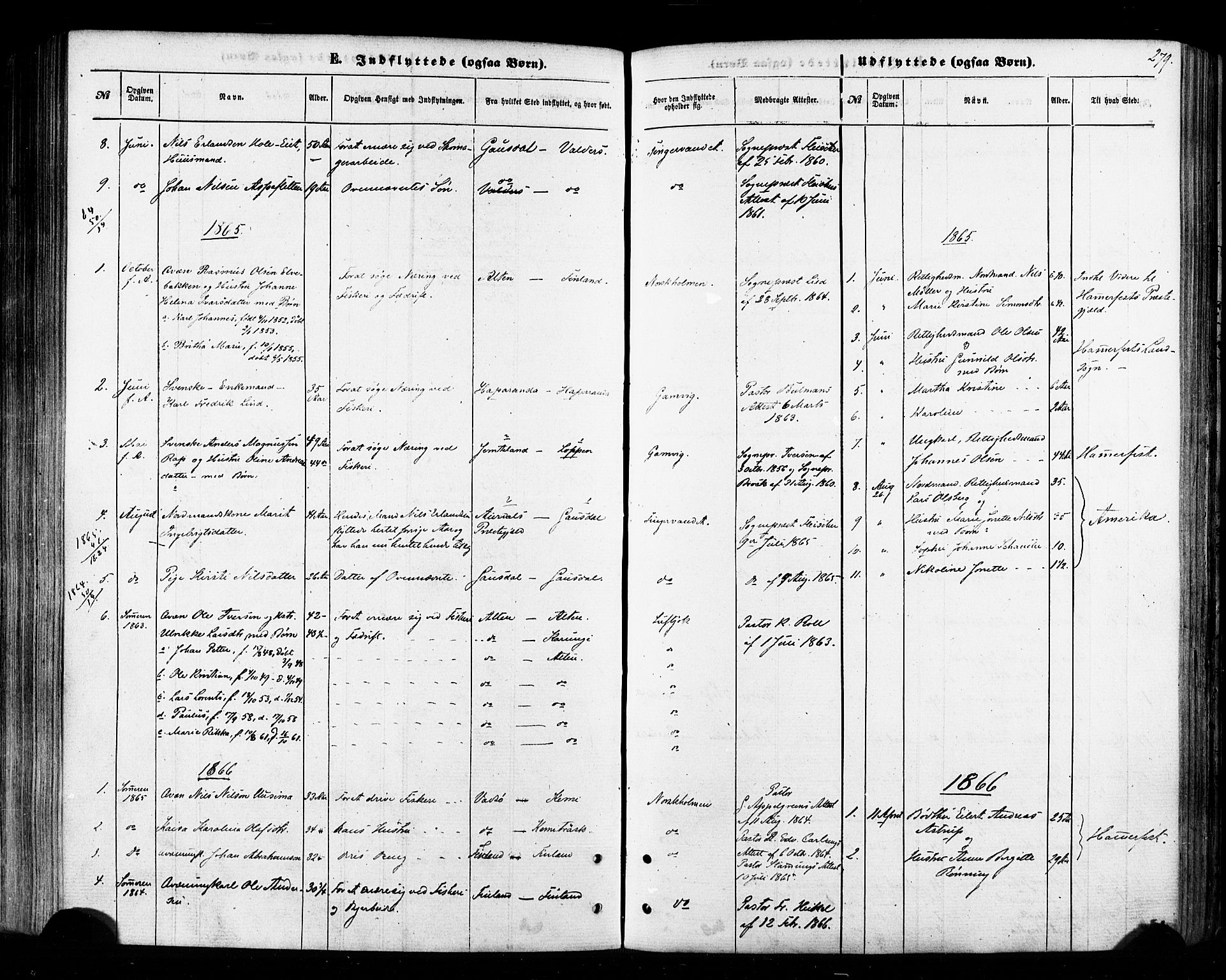 Tana sokneprestkontor, SATØ/S-1334/H/Ha/L0002kirke: Parish register (official) no. 2 /1, 1861-1877, p. 279