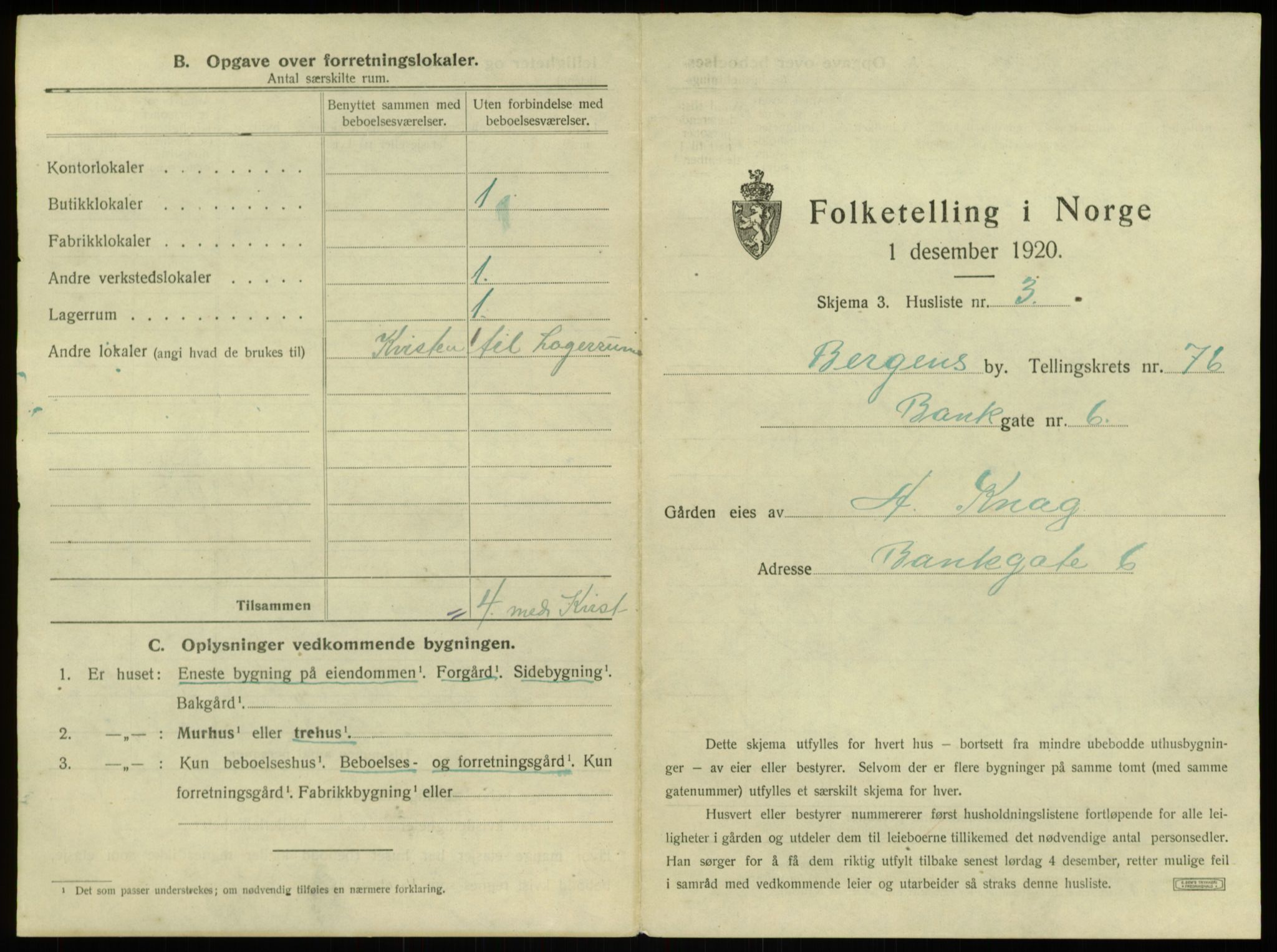 SAB, 1920 census for Bergen, 1920, p. 7161