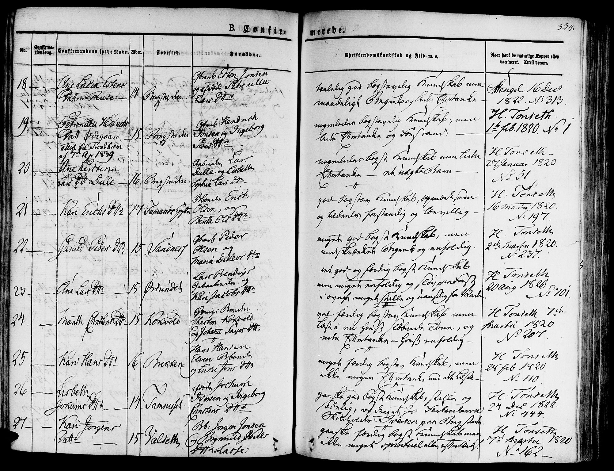 Ministerialprotokoller, klokkerbøker og fødselsregistre - Sør-Trøndelag, SAT/A-1456/681/L0930: Parish register (official) no. 681A08, 1829-1844, p. 334