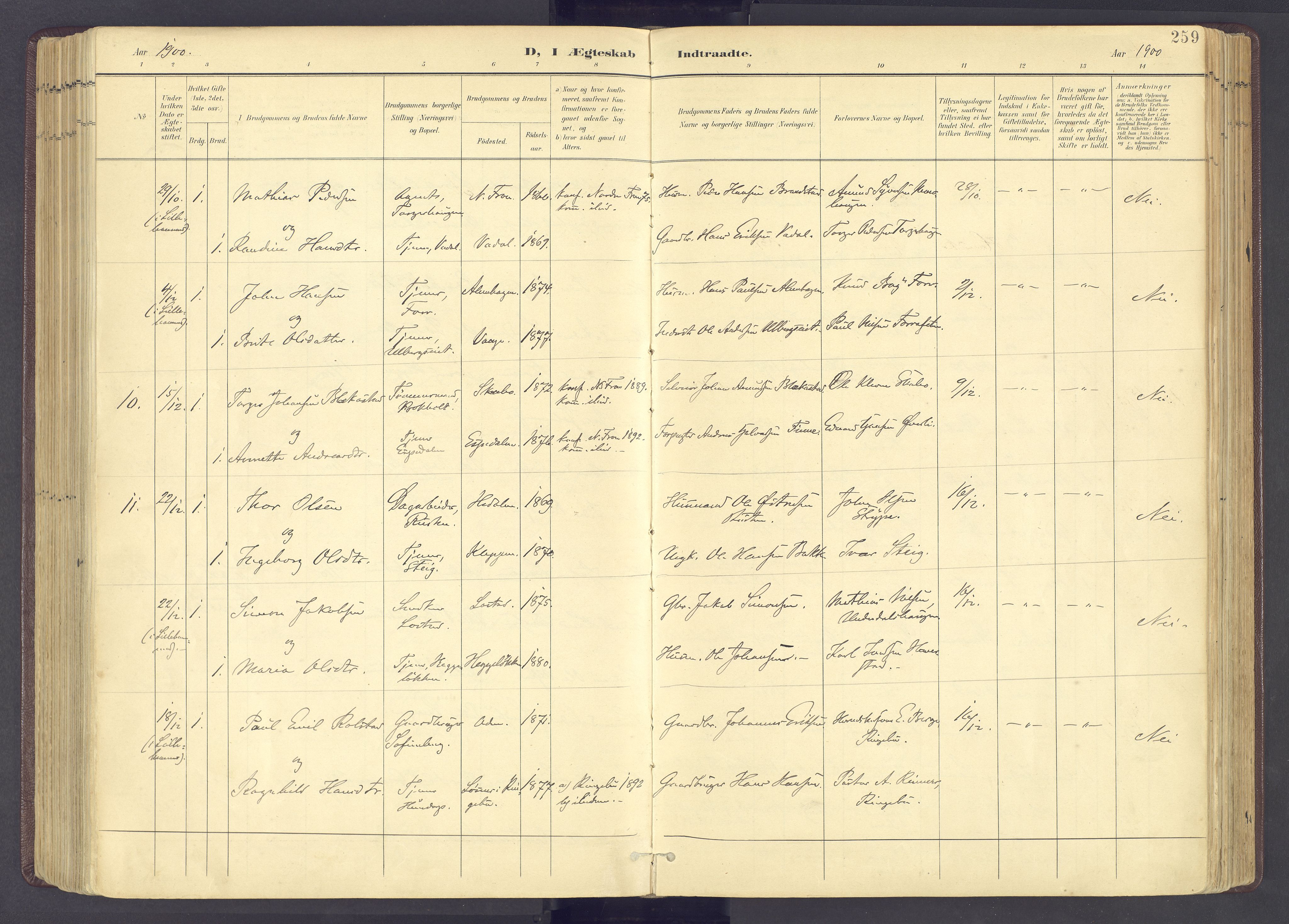 Sør-Fron prestekontor, SAH/PREST-010/H/Ha/Haa/L0004: Parish register (official) no. 4, 1898-1919, p. 259