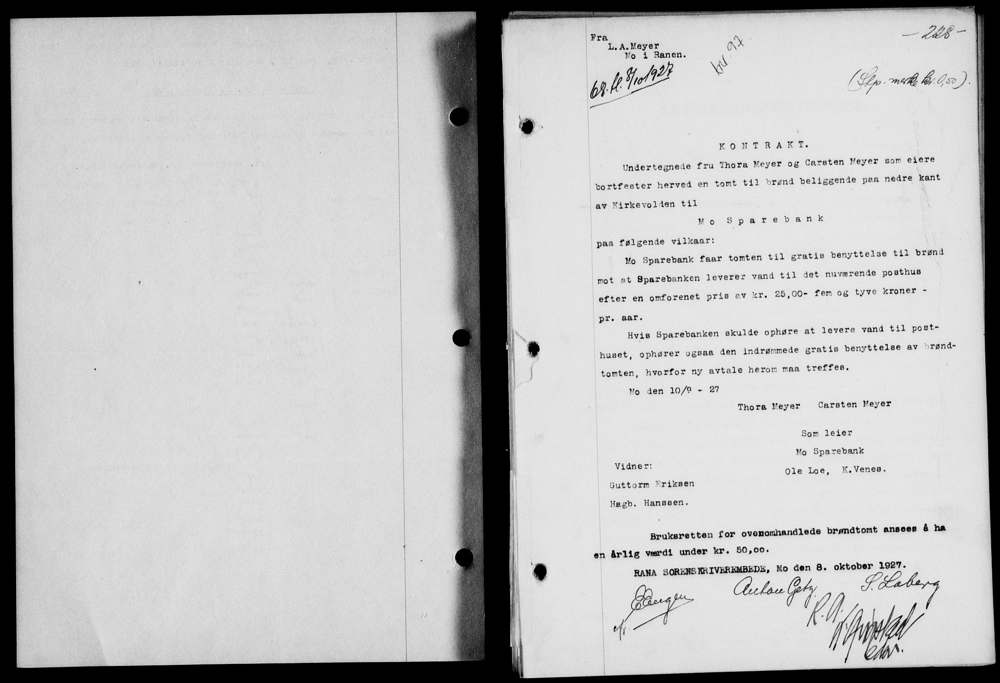 Rana sorenskriveri , SAT/A-1108/1/2/2C/L0020: Mortgage book no. 20-21, 1927-1928, Deed date: 08.10.1927