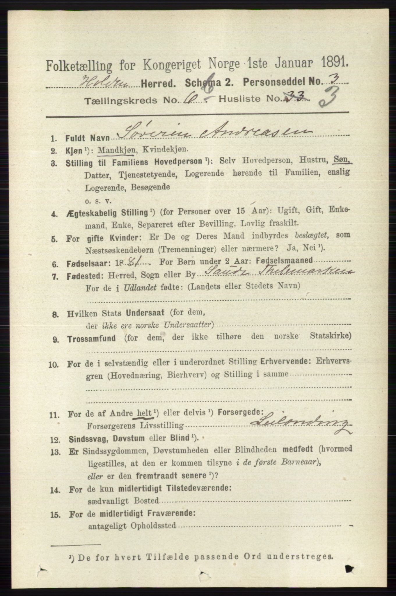 RA, 1891 census for 0819 Holla, 1891, p. 3188