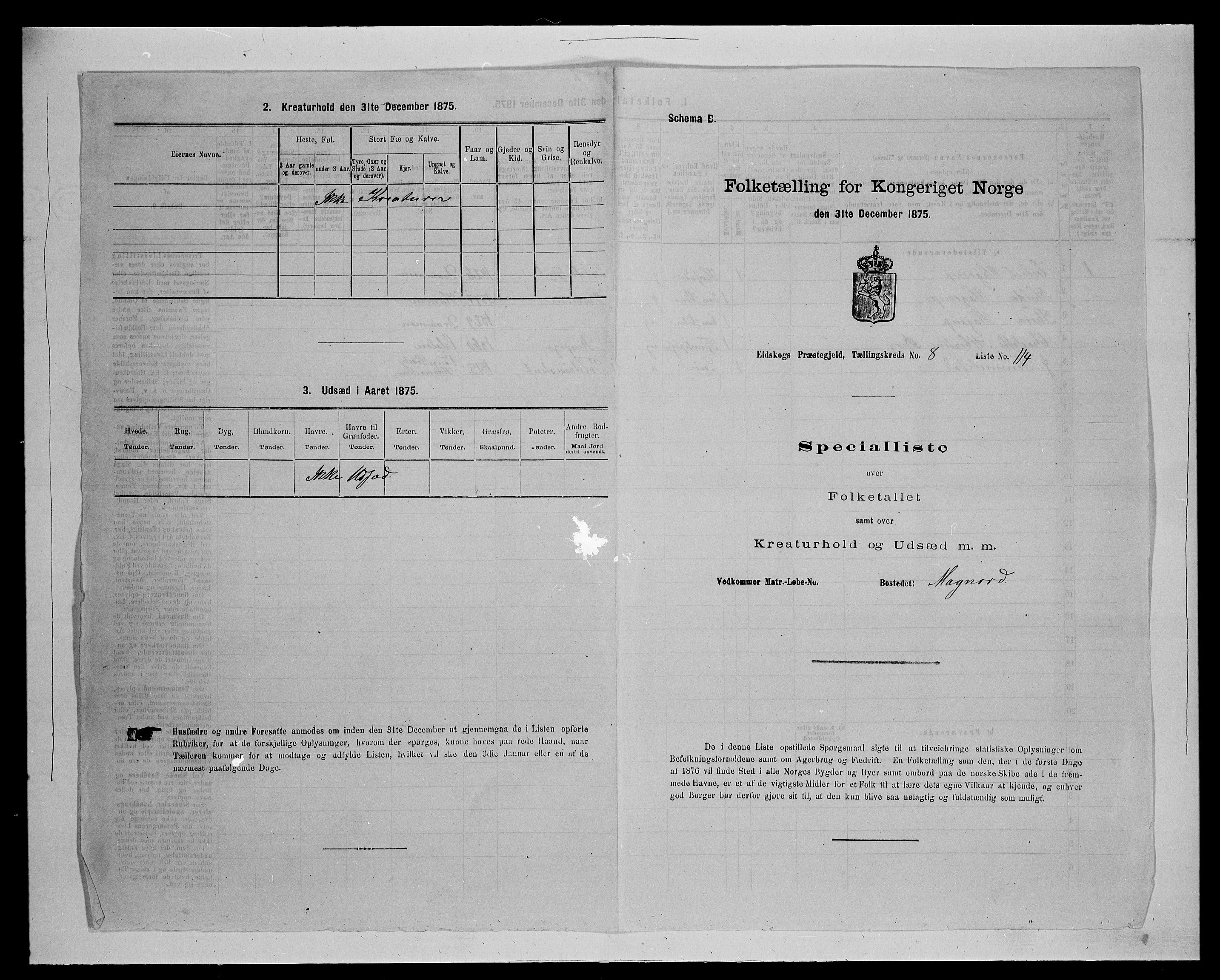 SAH, 1875 census for 0420P Eidskog, 1875, p. 1513