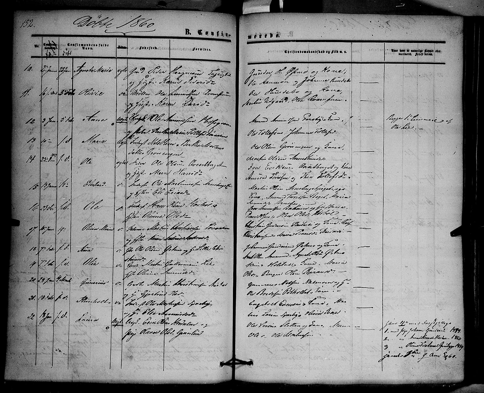 Hof prestekontor, SAH/PREST-038/H/Ha/Haa/L0008: Parish register (official) no. 8, 1849-1861, p. 152