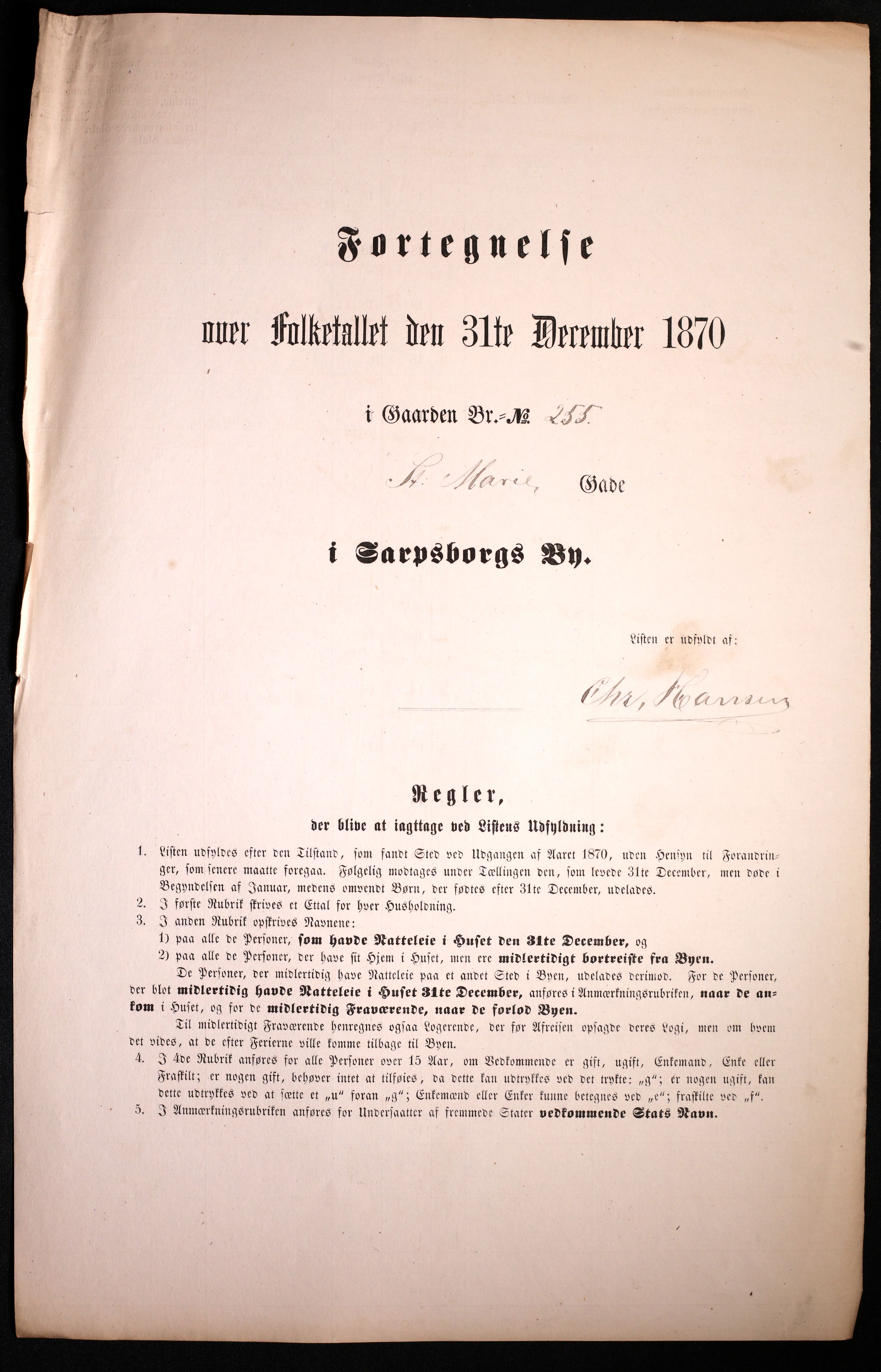 RA, 1870 census for 0102 Sarpsborg, 1870, p. 107