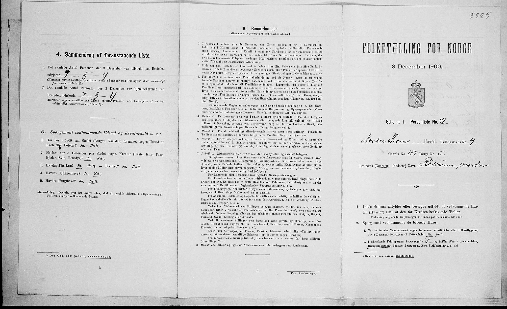 SAH, 1900 census for Nord-Fron, 1900, p. 1161