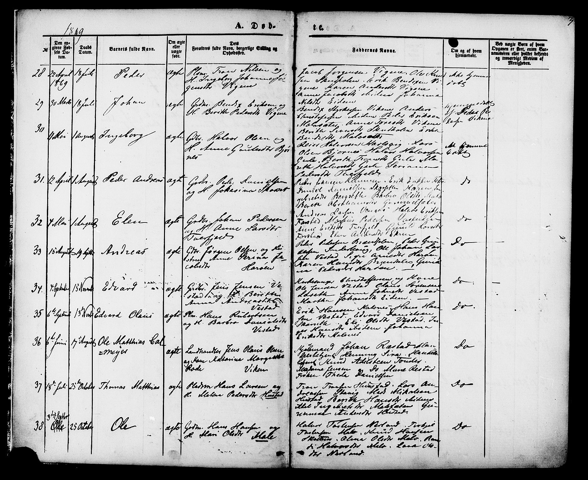 Ministerialprotokoller, klokkerbøker og fødselsregistre - Møre og Romsdal, SAT/A-1454/566/L0768: Parish register (official) no. 566A07, 1869-1881, p. 3
