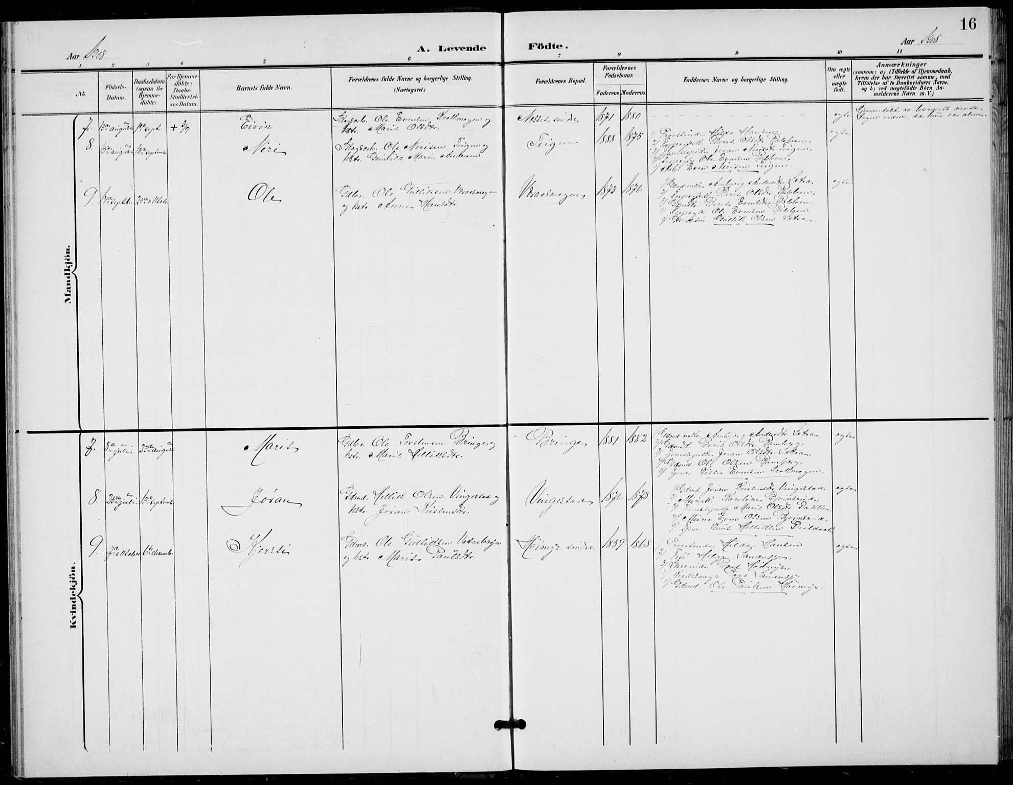 Flesberg kirkebøker, AV/SAKO-A-18/G/Ga/L0005: Parish register (copy) no. I 5, 1899-1908, p. 16