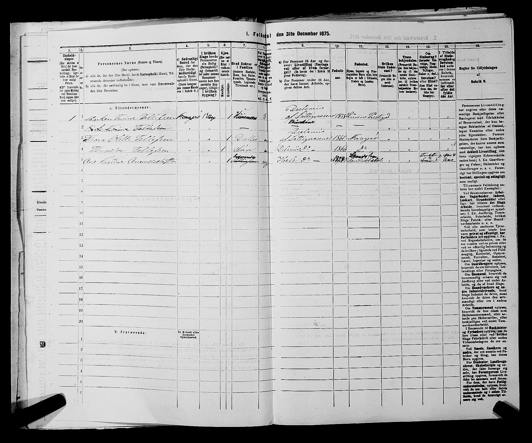 SAKO, 1875 census for 0801P Kragerø, 1875, p. 345