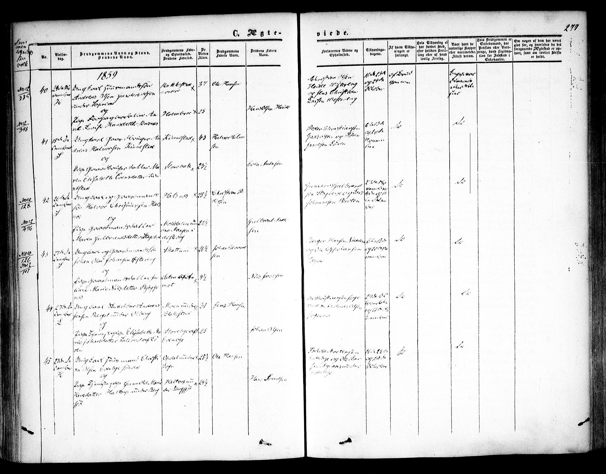 Høland prestekontor Kirkebøker, SAO/A-10346a/F/Fa/L0010: Parish register (official) no. I 10, 1854-1861, p. 277
