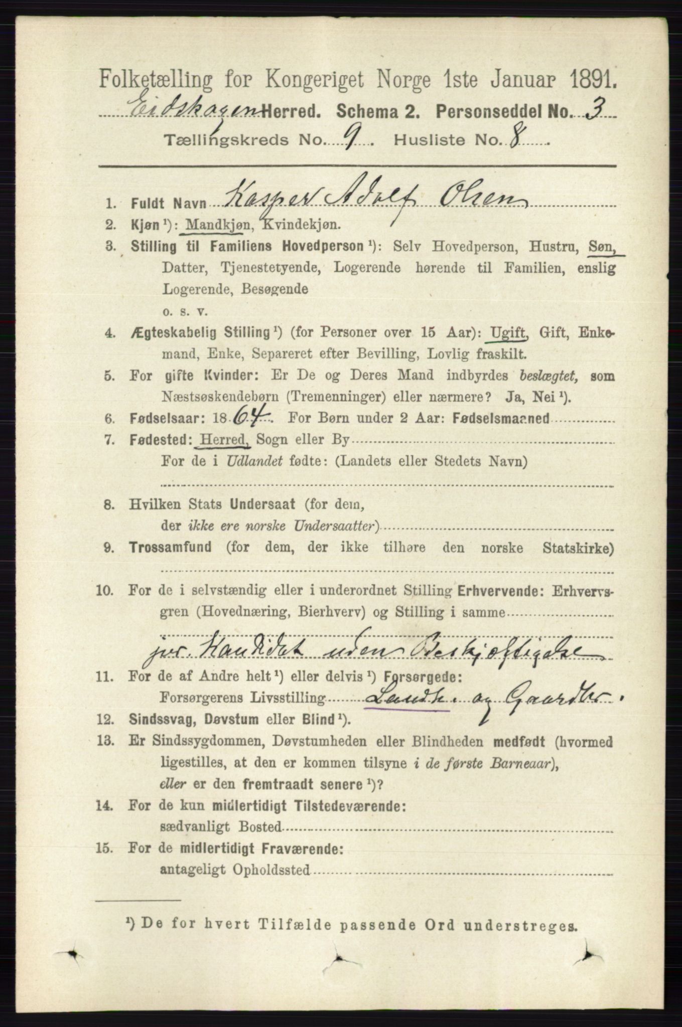 RA, 1891 census for 0420 Eidskog, 1891, p. 5439