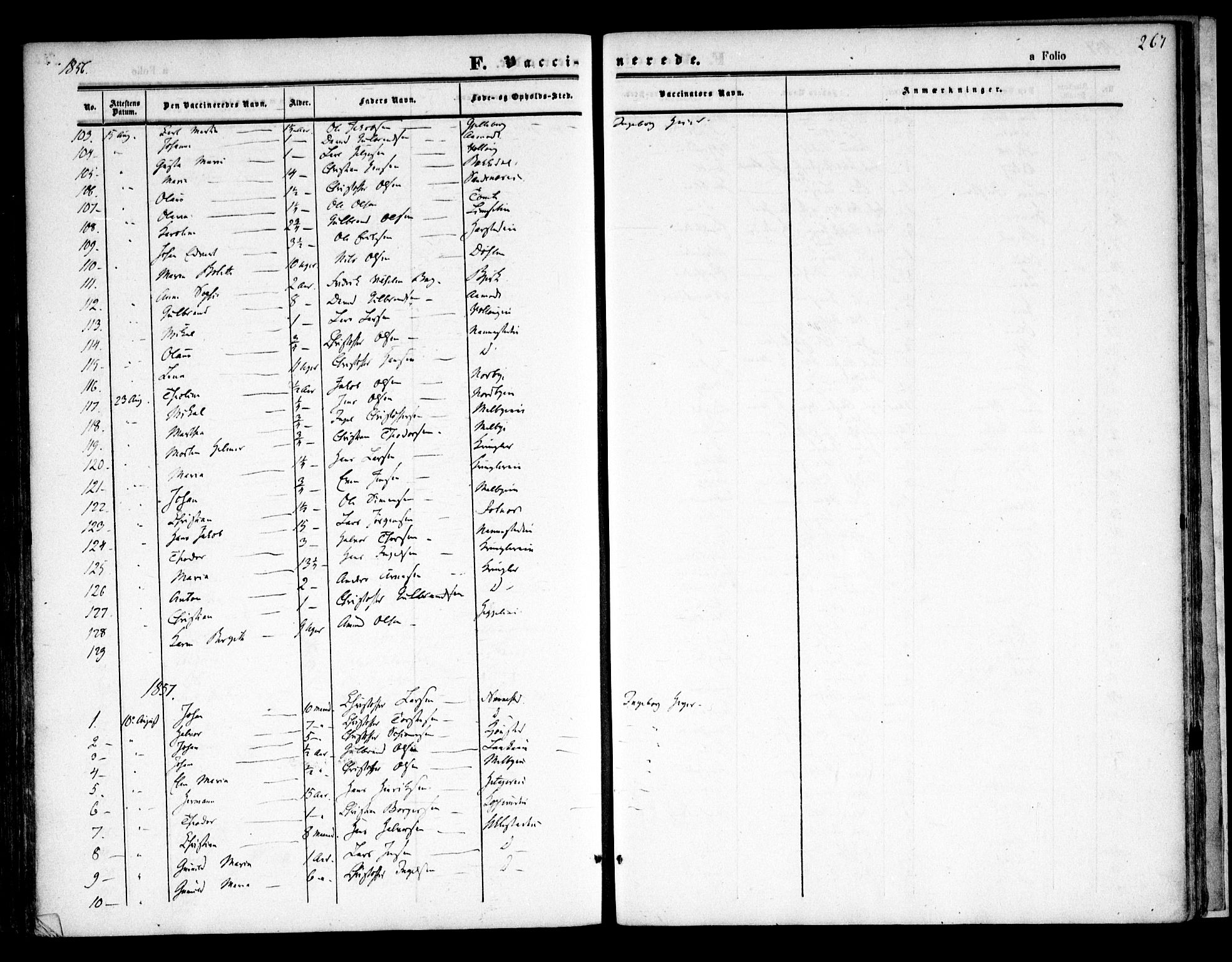 Nannestad prestekontor Kirkebøker, AV/SAO-A-10414a/F/Fa/L0011: Parish register (official) no. I 11, 1850-1859, p. 267