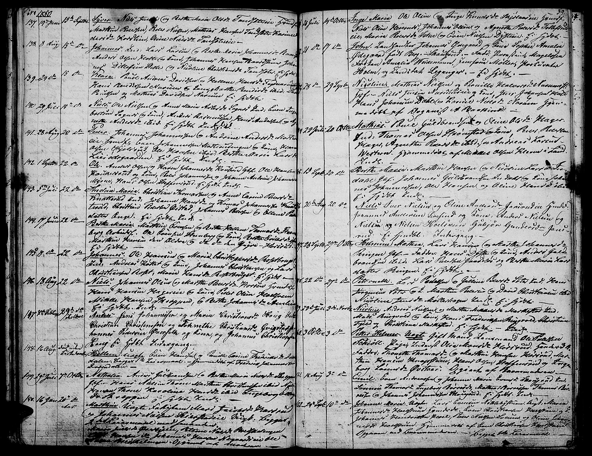 Vestre Toten prestekontor, SAH/PREST-108/H/Ha/Hab/L0003: Parish register (copy) no. 3, 1846-1854, p. 39