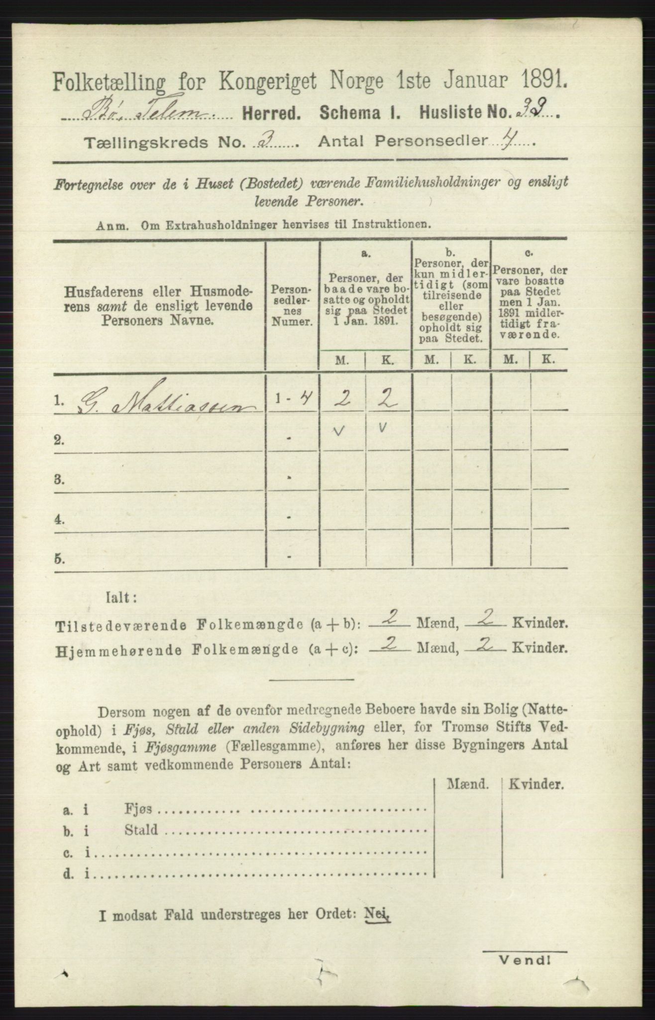 RA, 1891 census for 0821 Bø, 1891, p. 1012