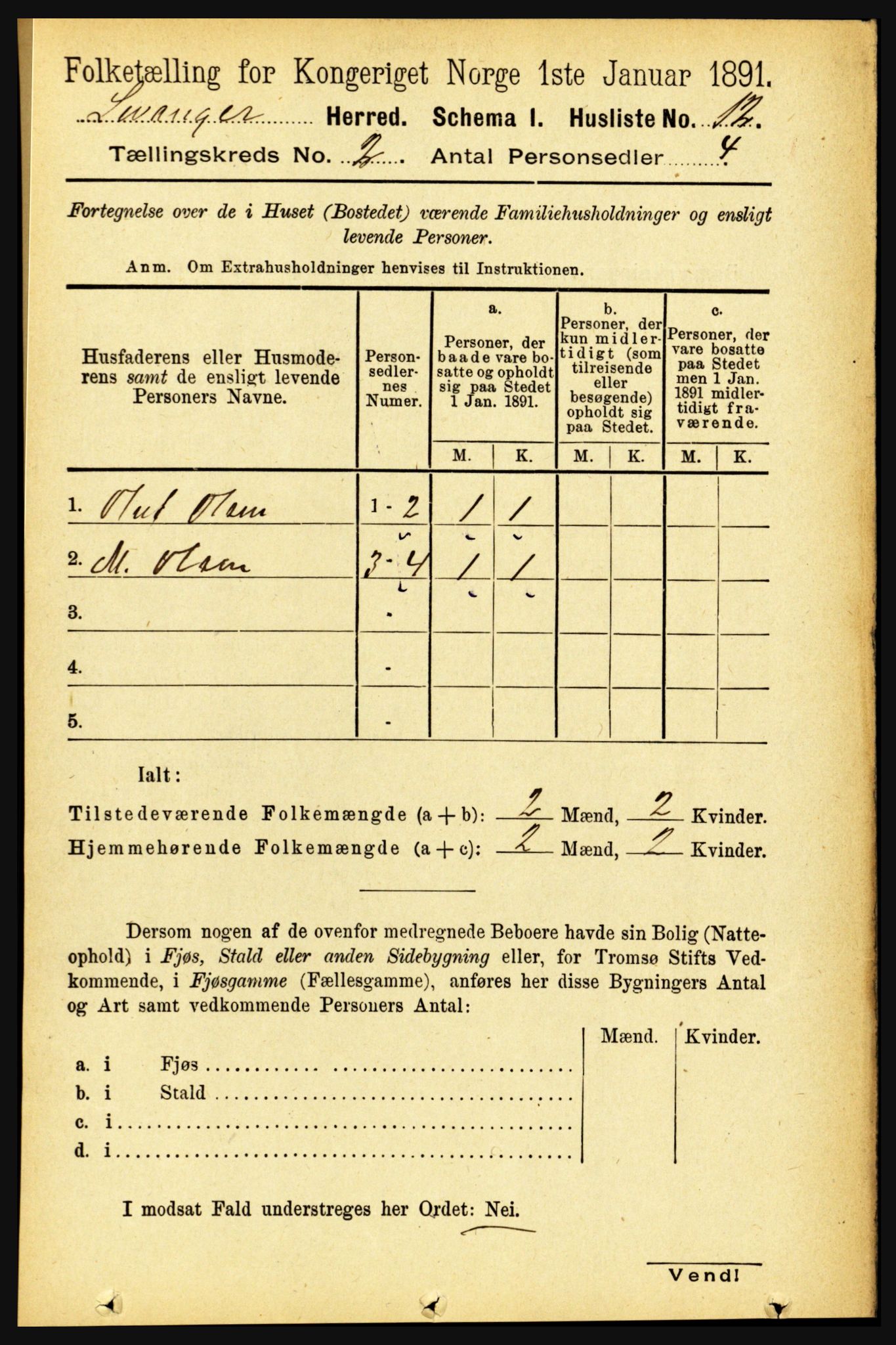 RA, 1891 census for 1720 Levanger, 1891, p. 753