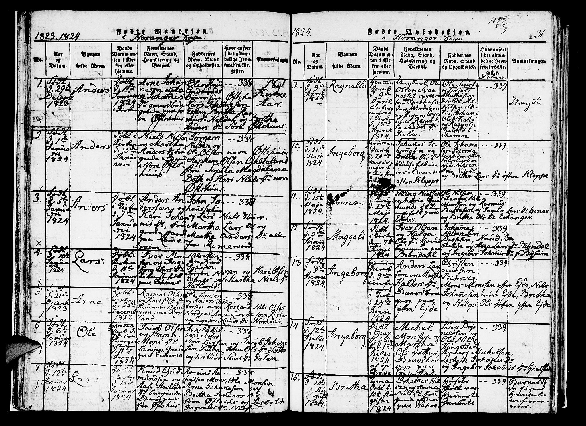 Hosanger sokneprestembete, SAB/A-75801/H/Haa: Parish register (official) no. A 5, 1815-1824, p. 31