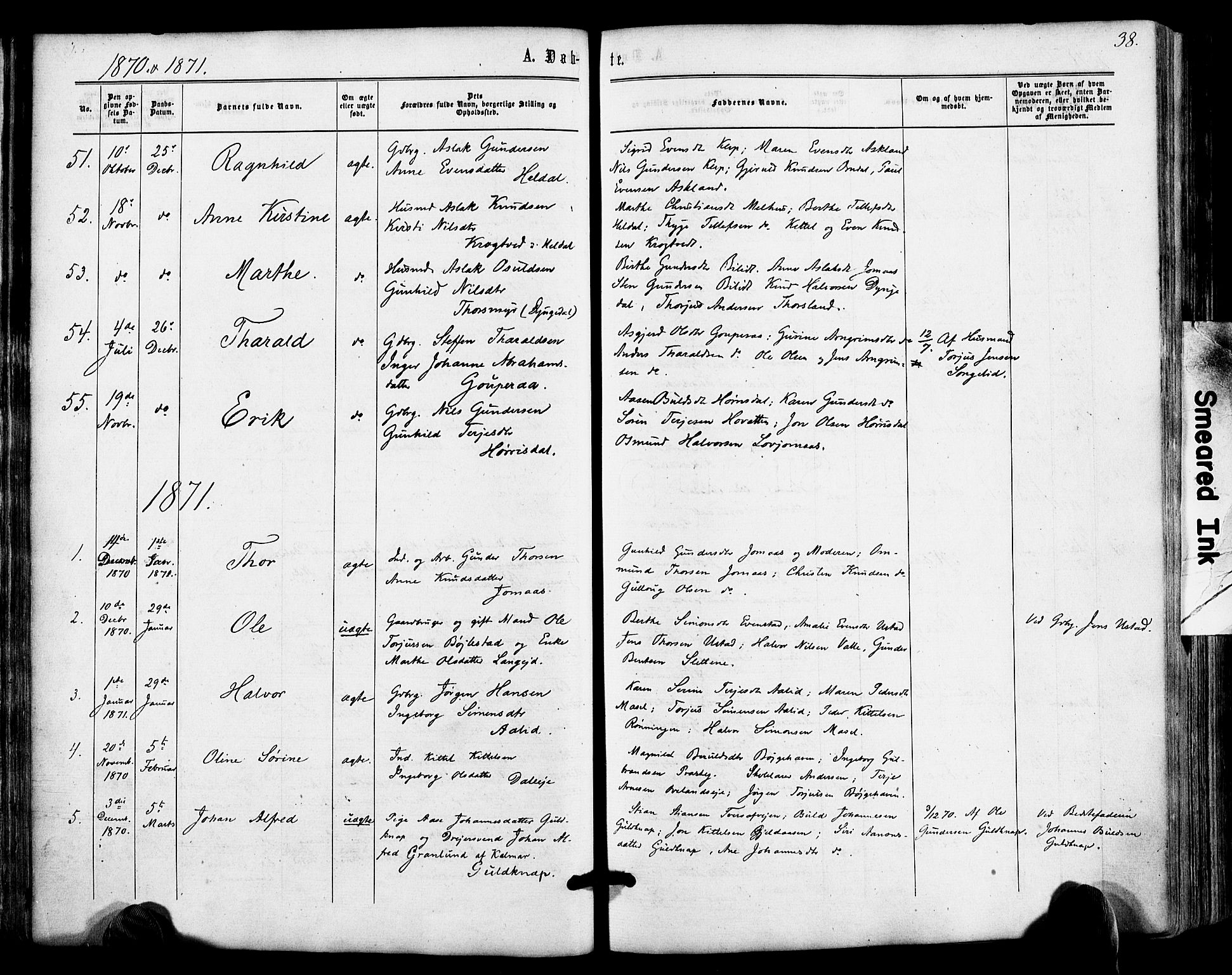 Froland sokneprestkontor, AV/SAK-1111-0013/F/Fa/L0003: Parish register (official) no. A 3, 1864-1881, p. 38