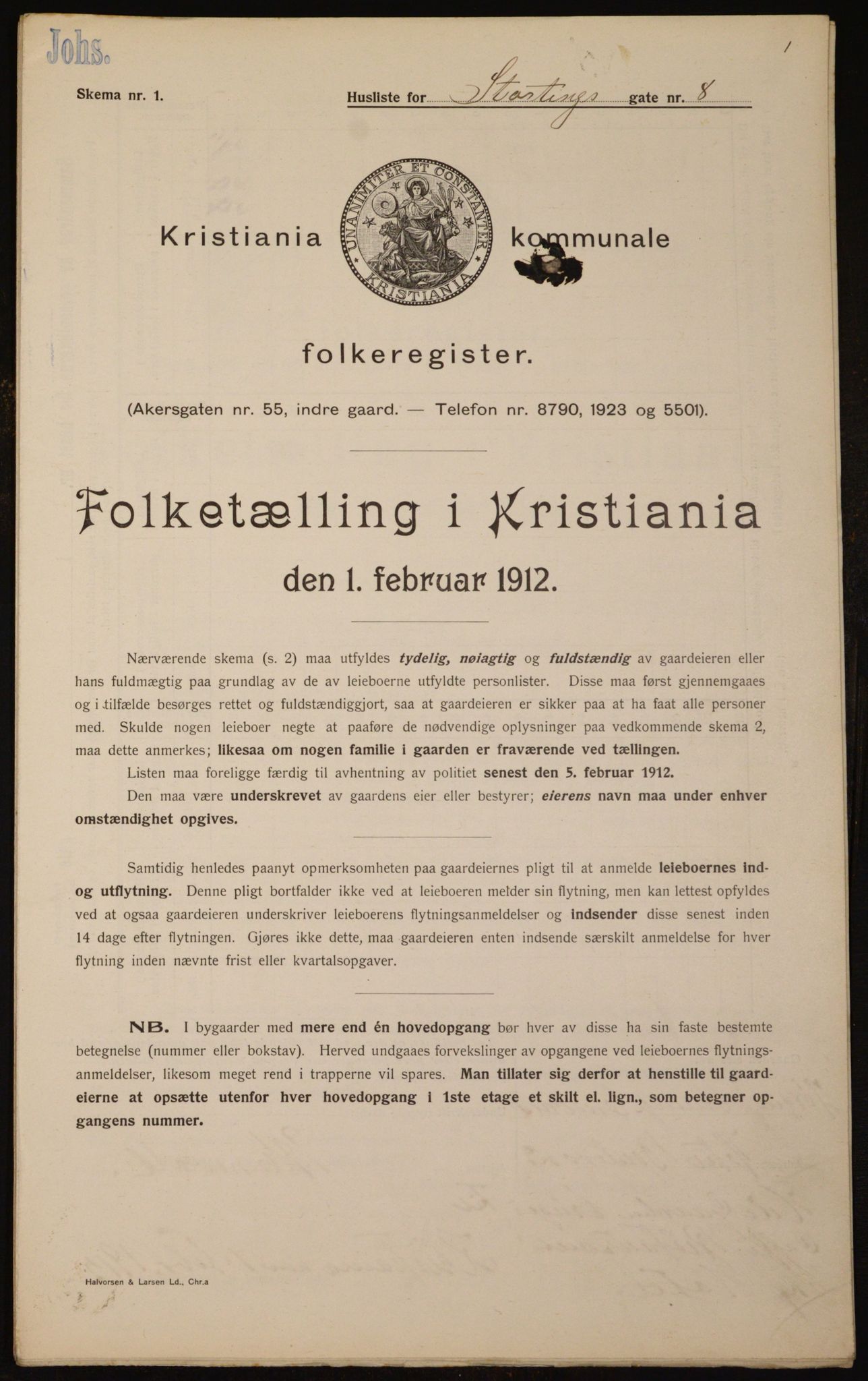 OBA, Municipal Census 1912 for Kristiania, 1912, p. 103594
