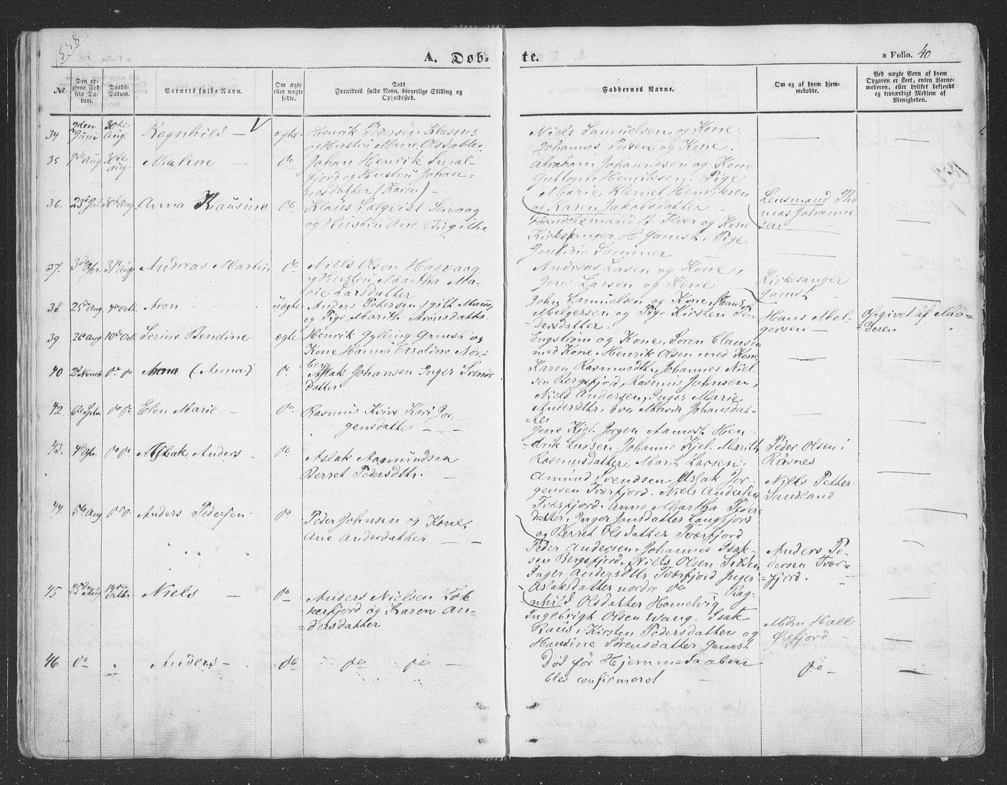 Loppa sokneprestkontor, SATØ/S-1339/H/Ha/L0004kirke: Parish register (official) no. 4, 1849-1868, p. 40