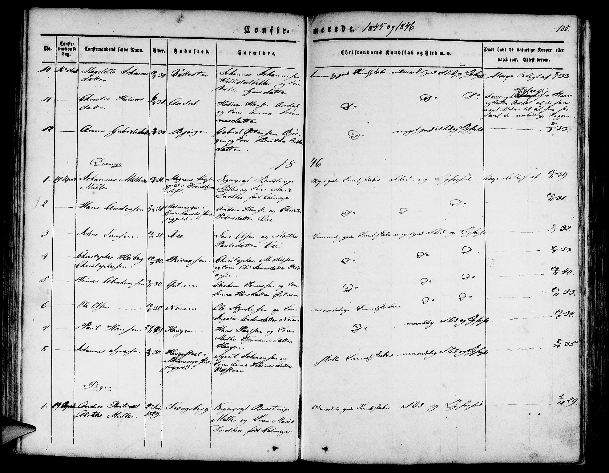 Etne sokneprestembete, SAB/A-75001/H/Haa: Parish register (official) no. A 7, 1831-1847, p. 135