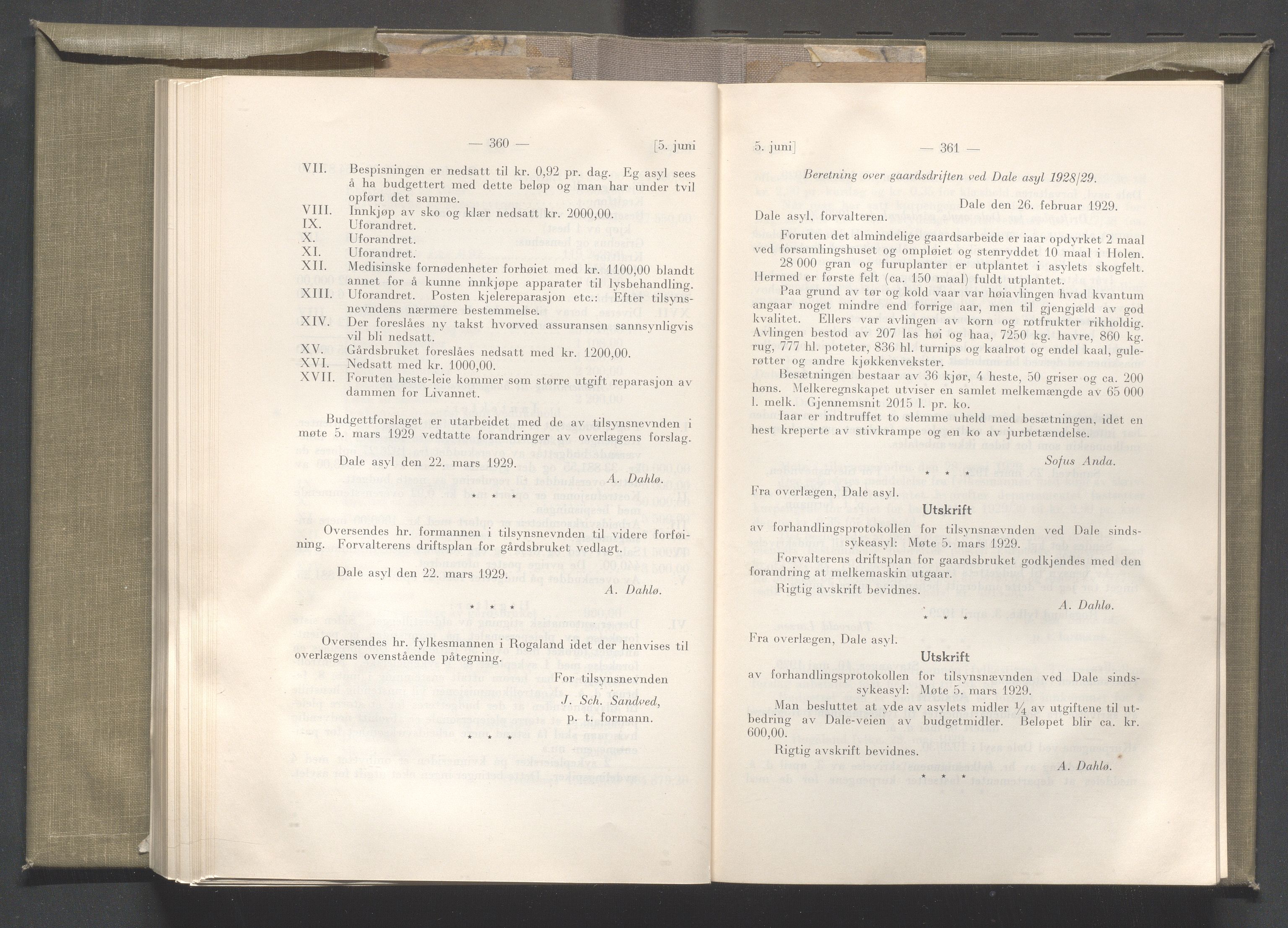 Rogaland fylkeskommune - Fylkesrådmannen , IKAR/A-900/A/Aa/Aaa/L0048: Møtebok , 1929, p. 360-361