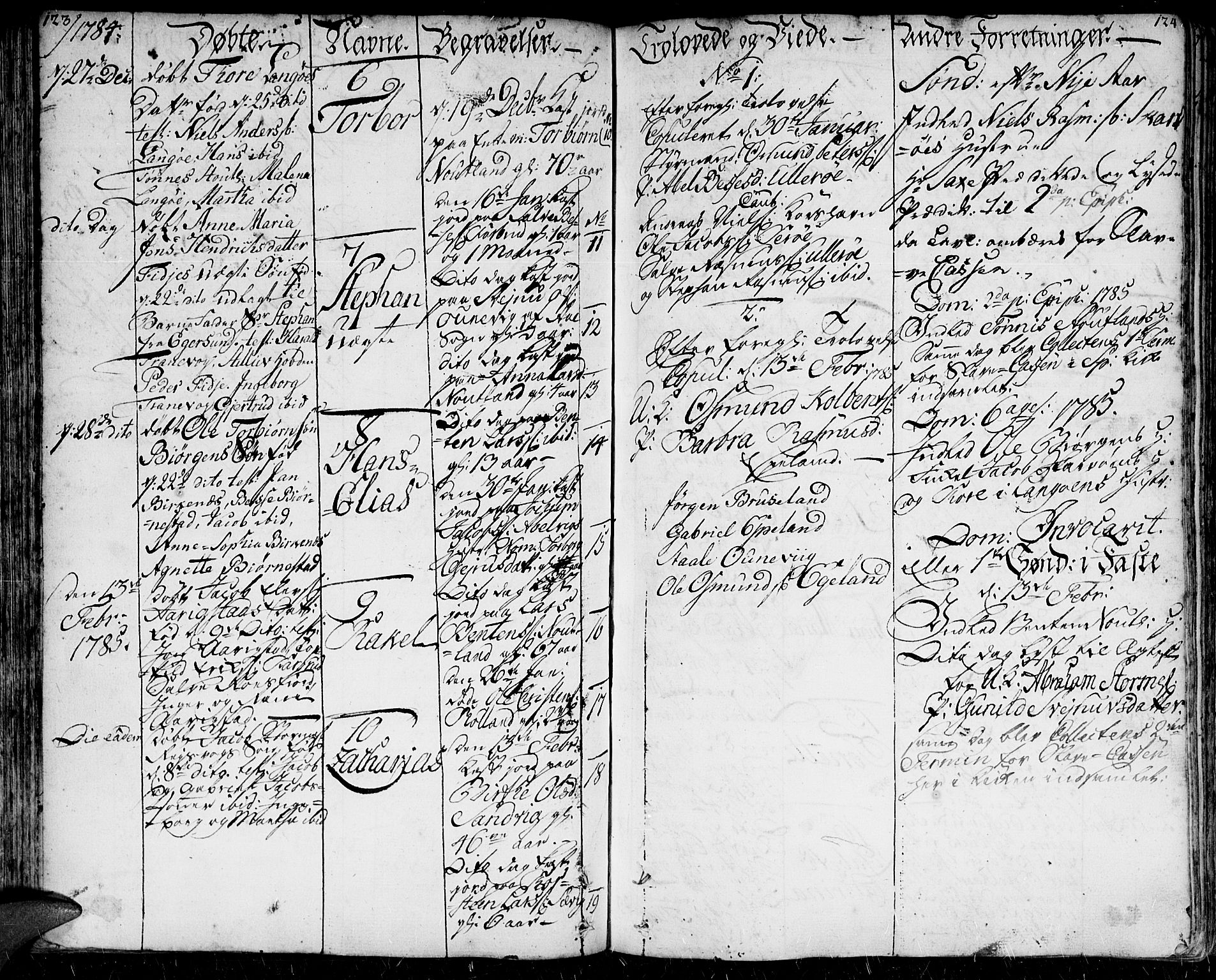Herad sokneprestkontor, SAK/1111-0018/F/Fa/Faa/L0001: Parish register (official) no. A 1 /2, 1768-1797, p. 123-124