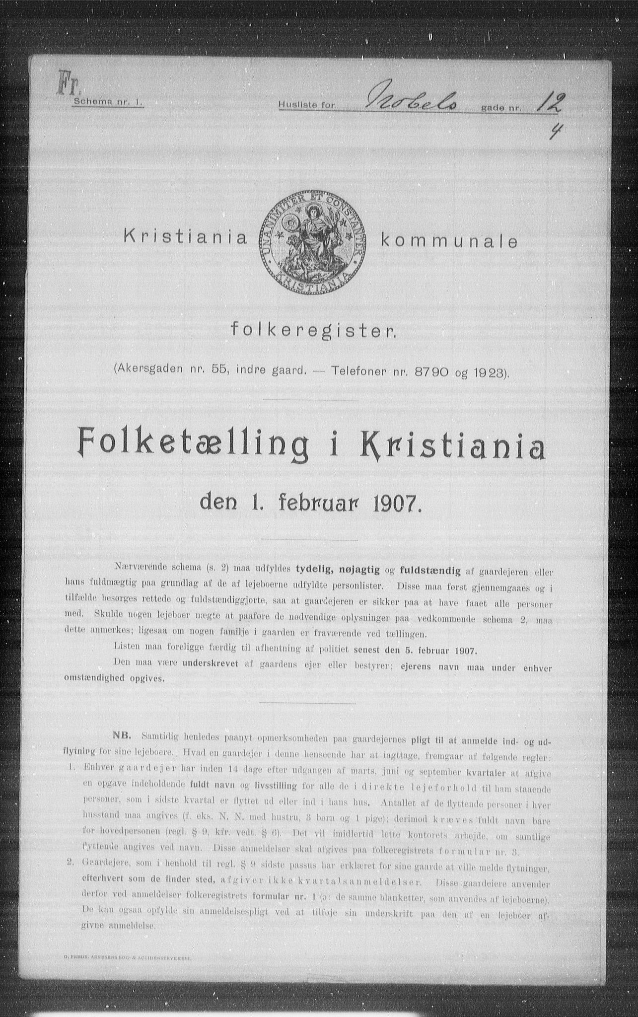 OBA, Municipal Census 1907 for Kristiania, 1907, p. 36474