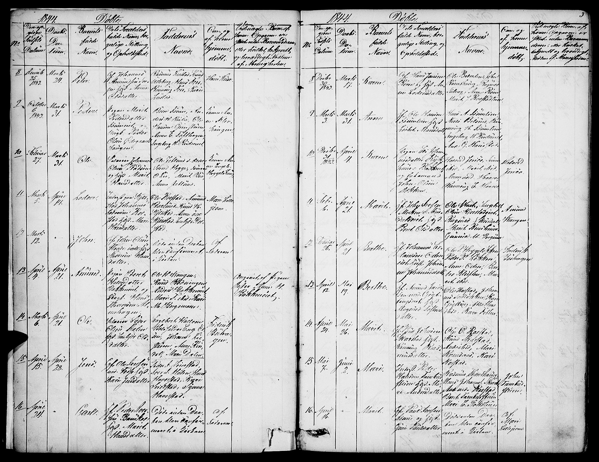 Sør-Fron prestekontor, SAH/PREST-010/H/Ha/Hab/L0001: Parish register (copy) no. 1, 1844-1863, p. 3