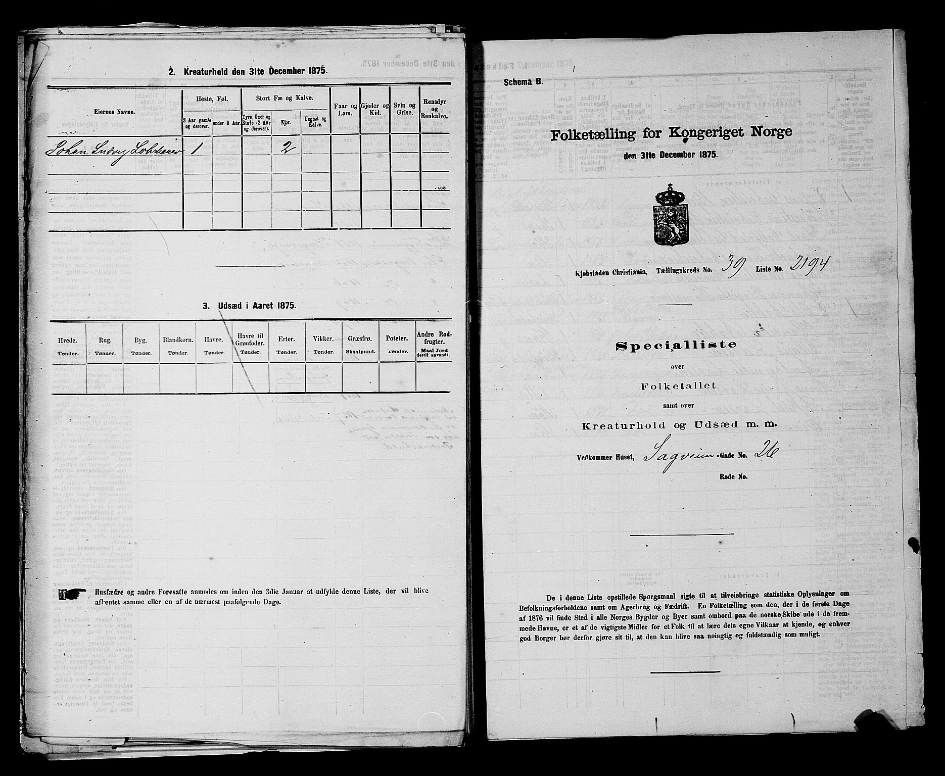 RA, 1875 census for 0301 Kristiania, 1875, p. 6260