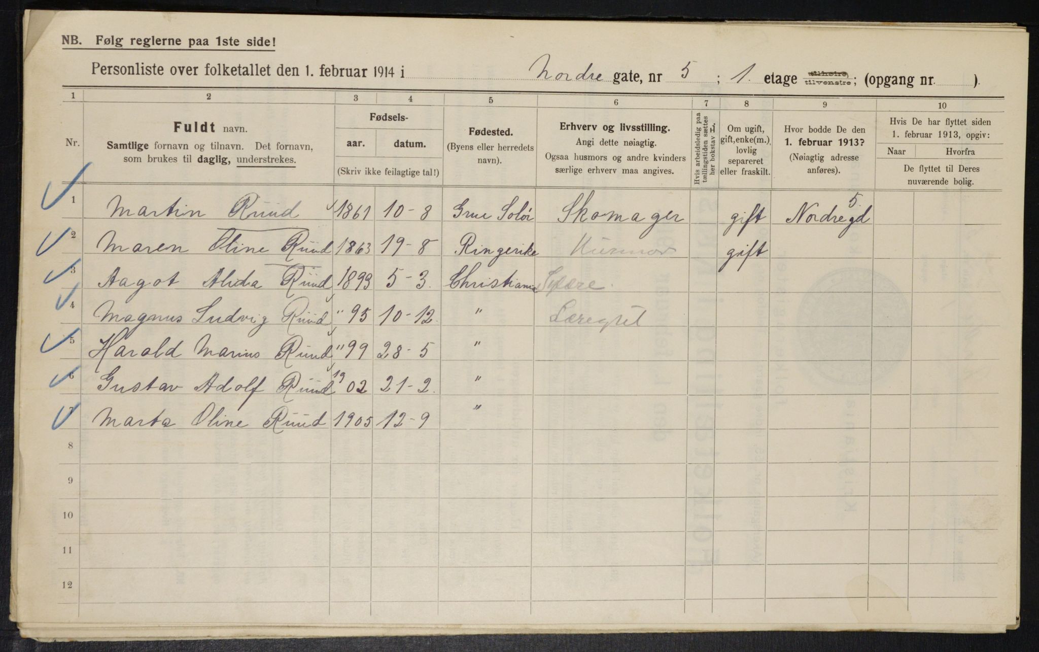 OBA, Municipal Census 1914 for Kristiania, 1914, p. 73054