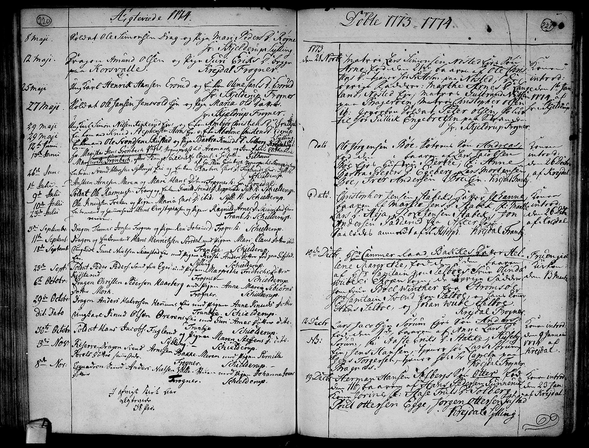 Lier kirkebøker, SAKO/A-230/F/Fa/L0005: Parish register (official) no. I 5, 1764-1777, p. 220-221