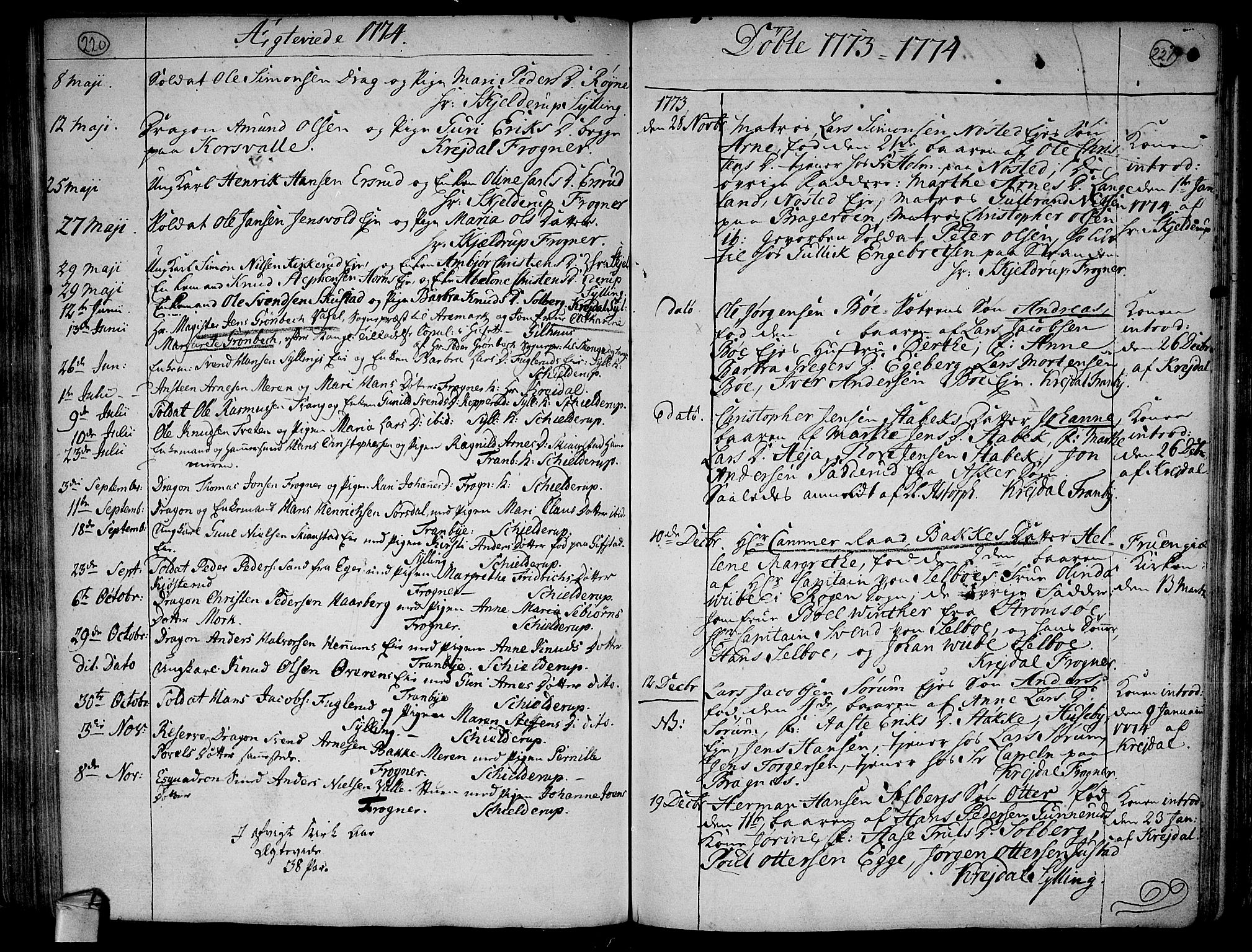 Lier kirkebøker, AV/SAKO-A-230/F/Fa/L0005: Parish register (official) no. I 5, 1764-1777, p. 220-221