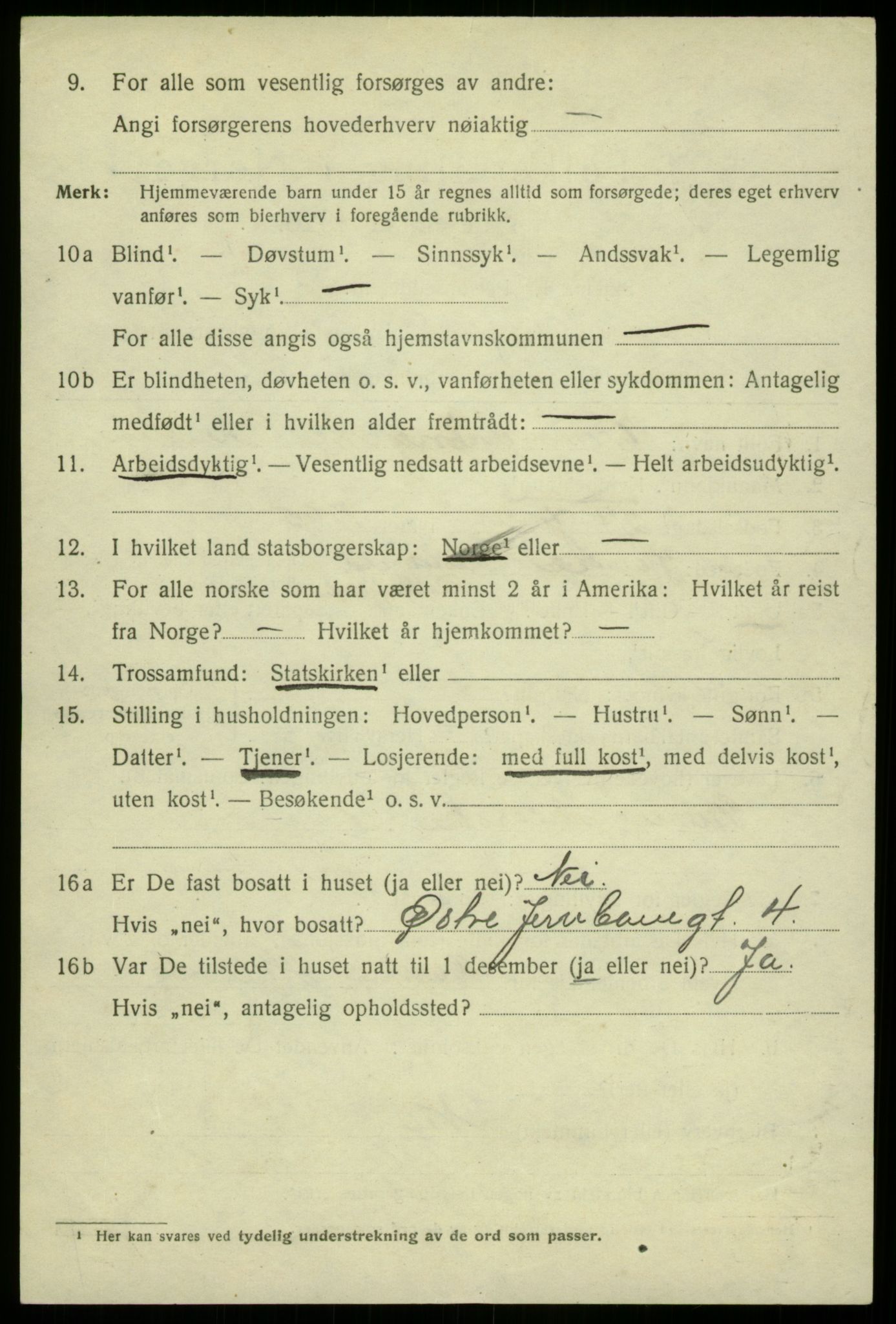 SAB, 1920 census for Bergen, 1920, p. 58192