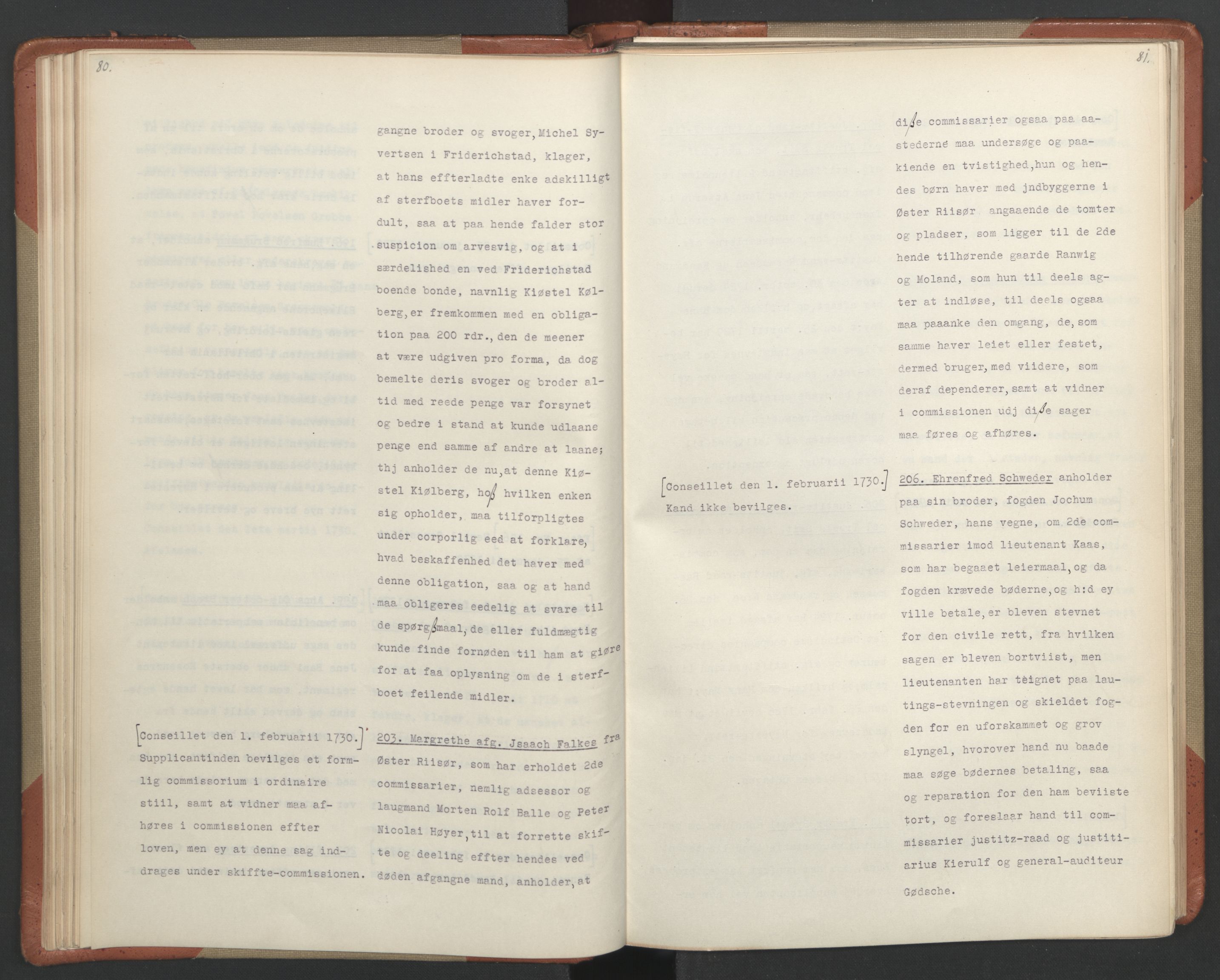 Avskriftsamlingen, AV/RA-EA-4022/F/Fa/L0093: Supplikker, 1730, p. 45