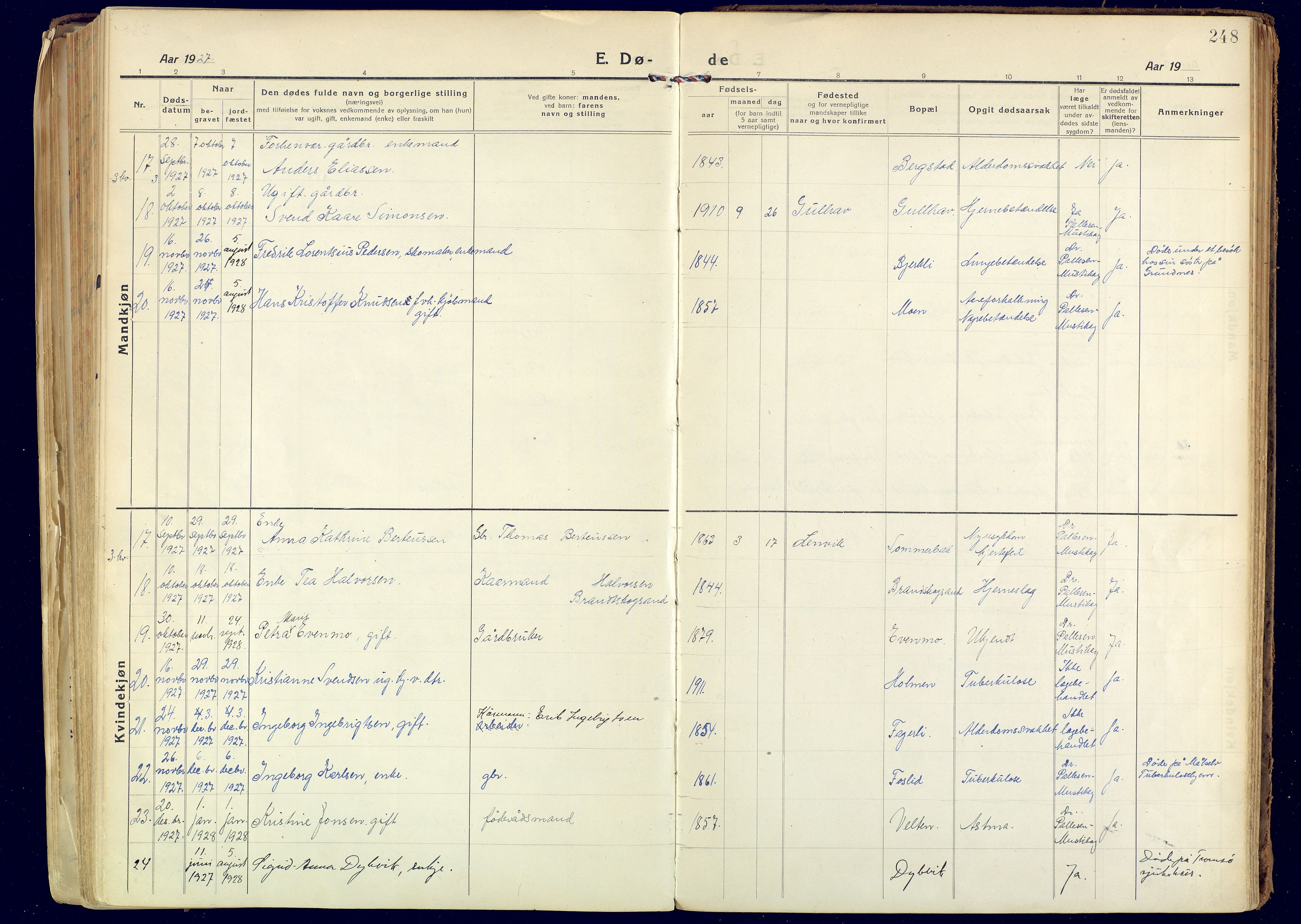 Målselv sokneprestembete, SATØ/S-1311/G/Ga/Gaa/L0014kirke: Parish register (official) no. 14, 1919-1932, p. 248
