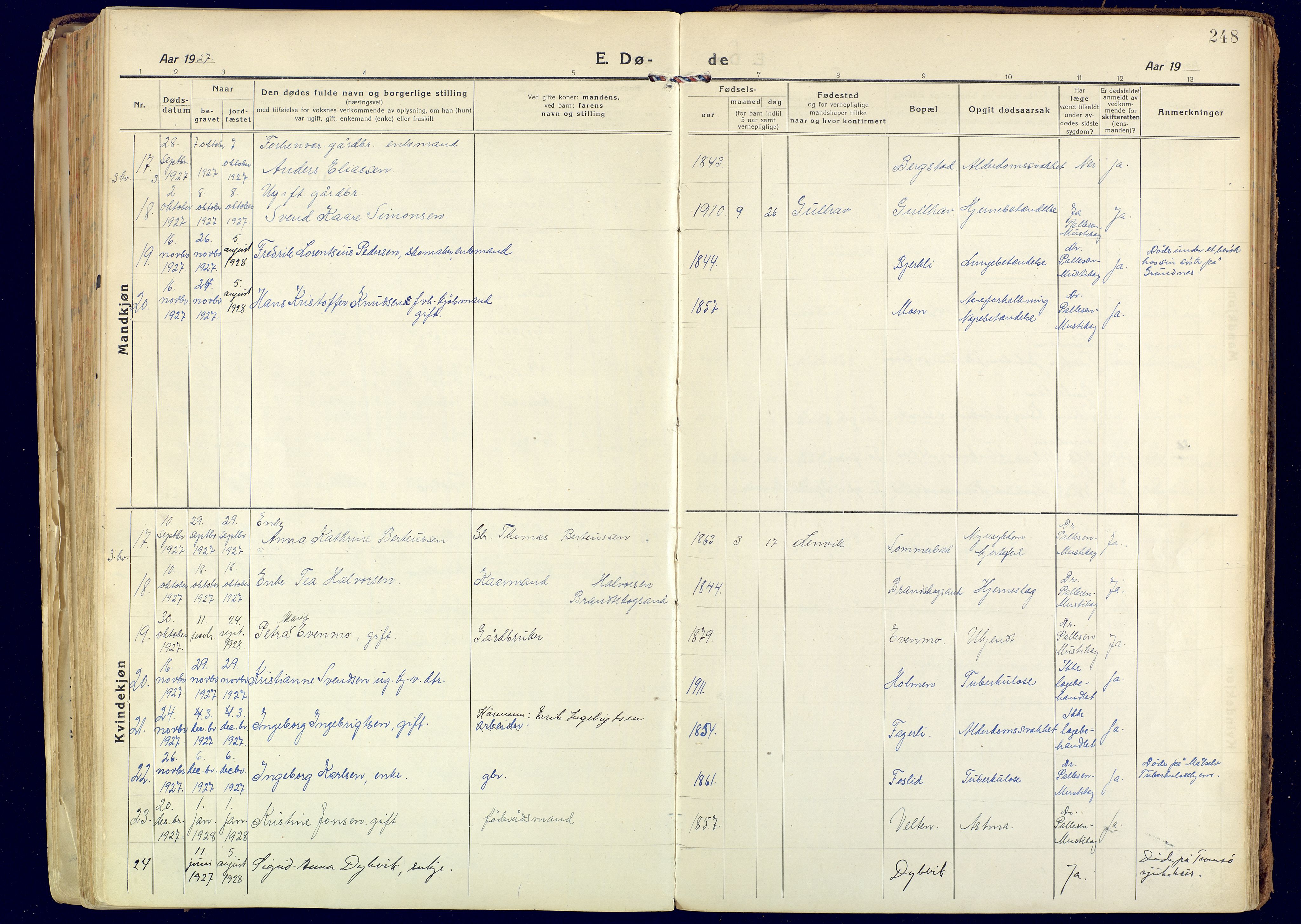 Målselv sokneprestembete, AV/SATØ-S-1311/G/Ga/Gaa/L0014kirke: Parish register (official) no. 14, 1919-1932, p. 248