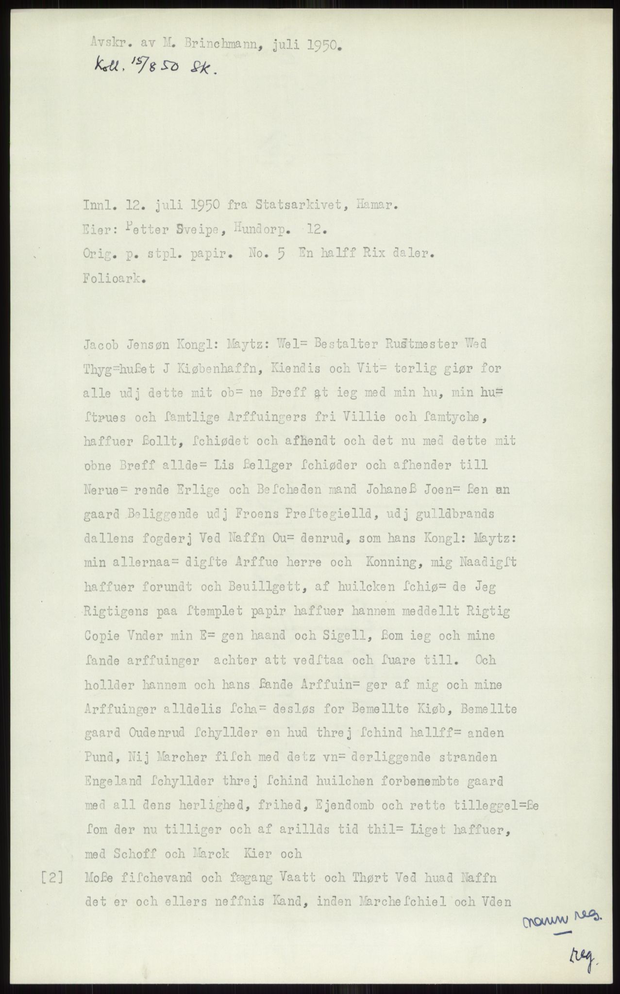 Samlinger til kildeutgivelse, Diplomavskriftsamlingen, AV/RA-EA-4053/H/Ha, p. 137