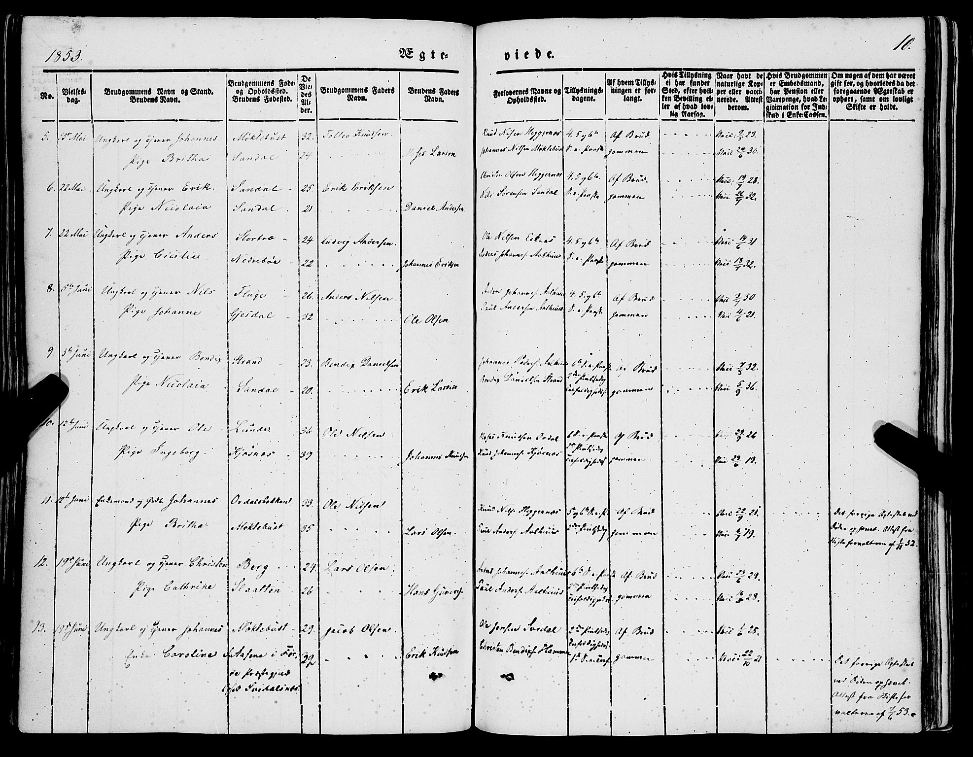Jølster sokneprestembete, SAB/A-80701/H/Haa/Haaa/L0010: Parish register (official) no. A 10, 1847-1865, p. 10