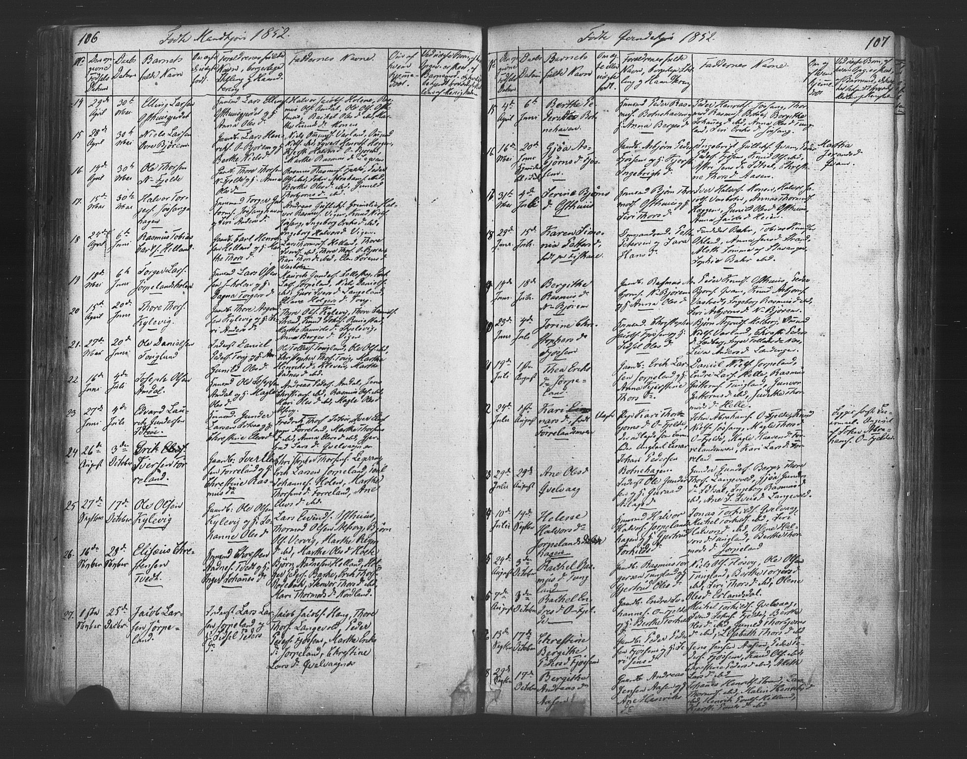 Strand sokneprestkontor, SAST/A-101828/H/Ha/Haa/L0006: Parish register (official) no. A 6, 1834-1854, p. 106-107