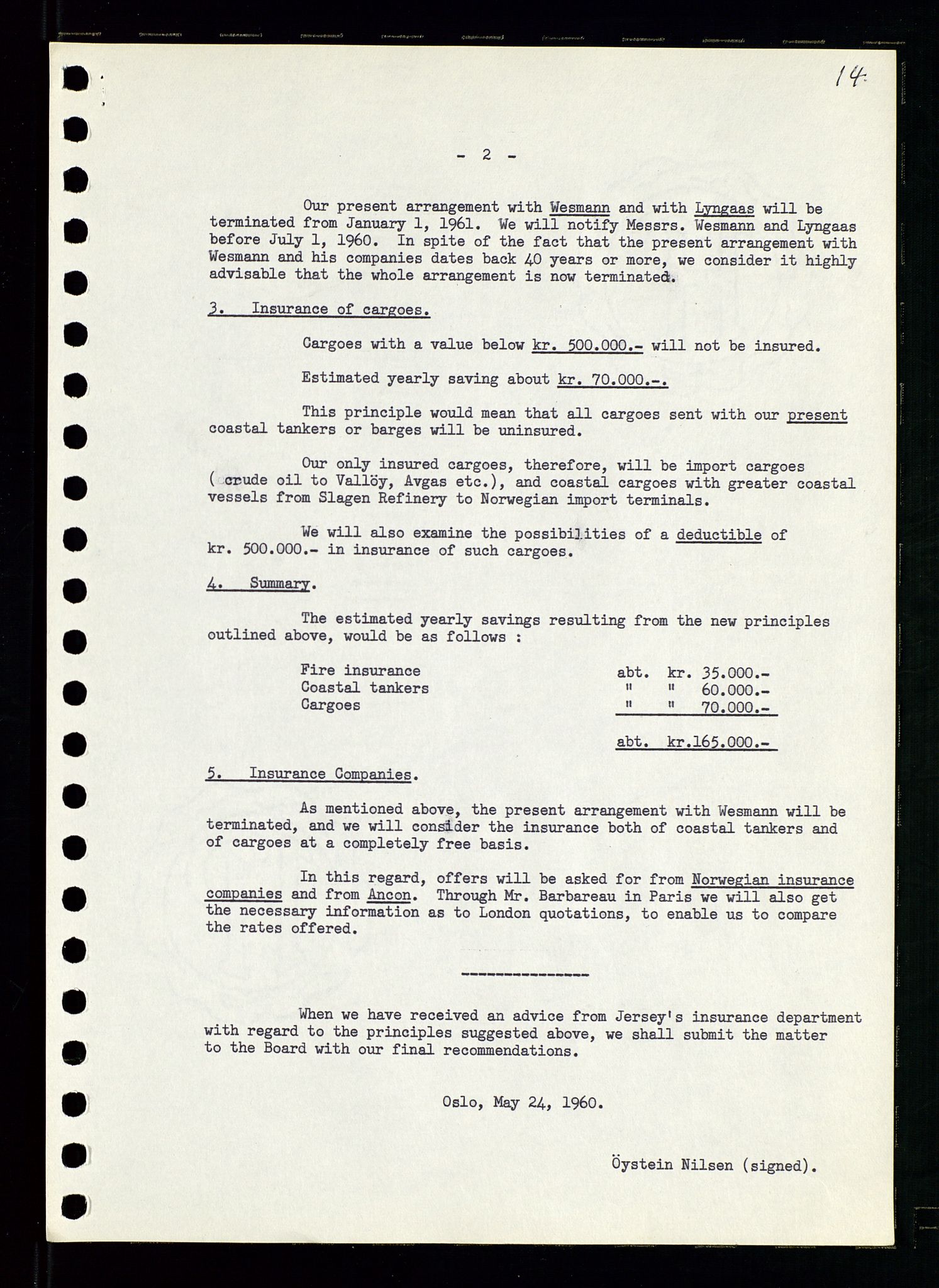 Pa 0982 - Esso Norge A/S, AV/SAST-A-100448/A/Aa/L0001/0002: Den administrerende direksjon Board minutes (styrereferater) / Den administrerende direksjon Board minutes (styrereferater), 1960-1961, p. 61