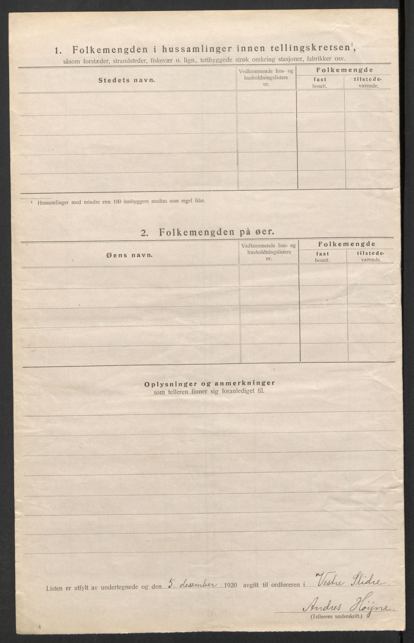 SAH, 1920 census for Vestre Slidre, 1920, p. 14