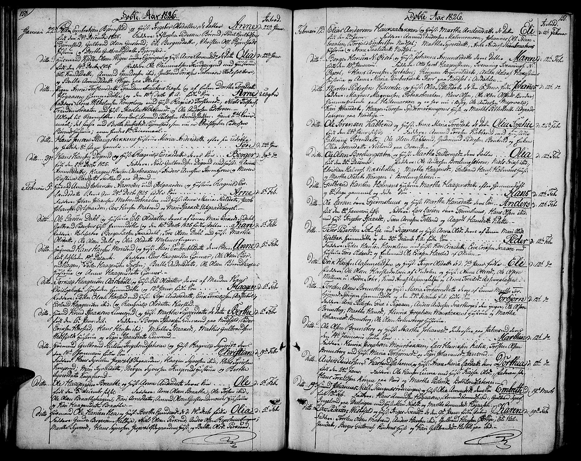 Vinger prestekontor, AV/SAH-PREST-024/H/Ha/Hab/L0002: Parish register (copy) no. 2, 1818-1834, p. 150-151