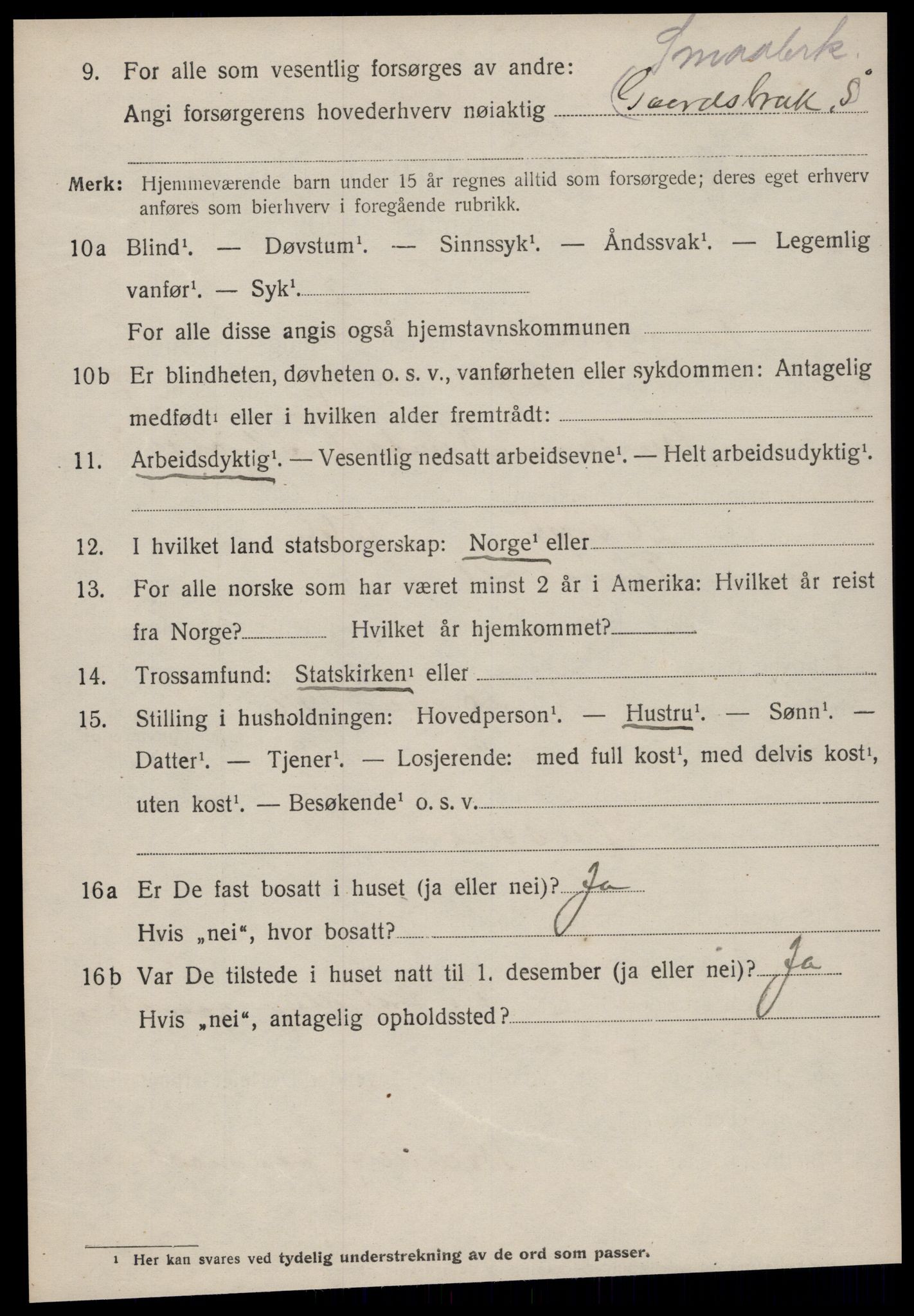 SAT, 1920 census for Tingvoll, 1920, p. 1587