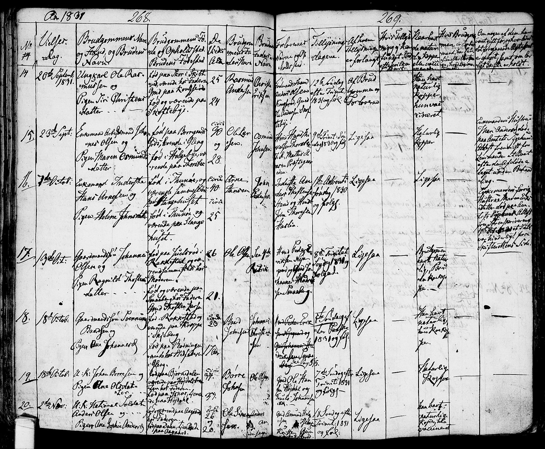 Tune prestekontor Kirkebøker, SAO/A-2007/F/Fa/L0007: Parish register (official) no. 7, 1831-1837, p. 268-269