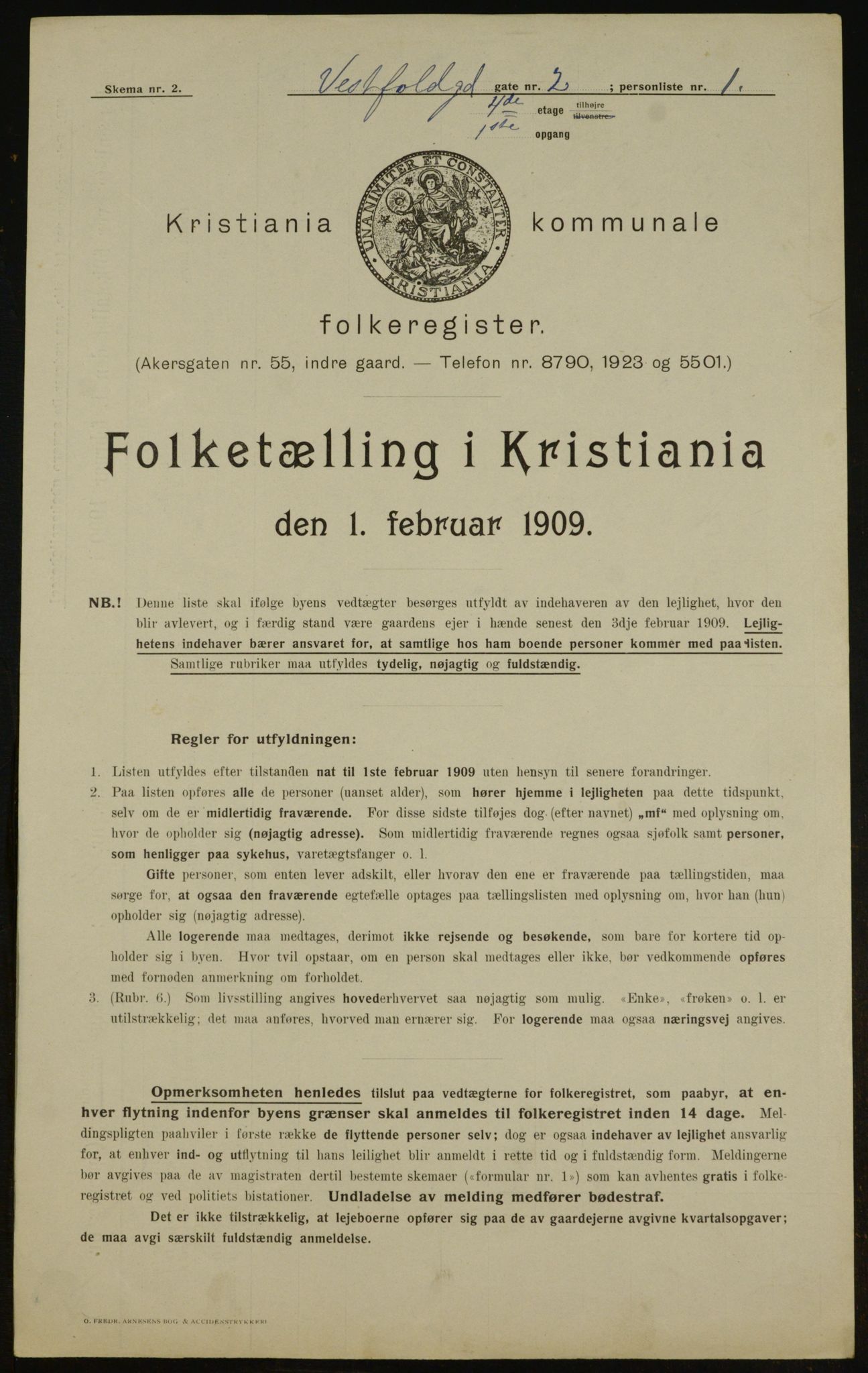 OBA, Municipal Census 1909 for Kristiania, 1909, p. 111029